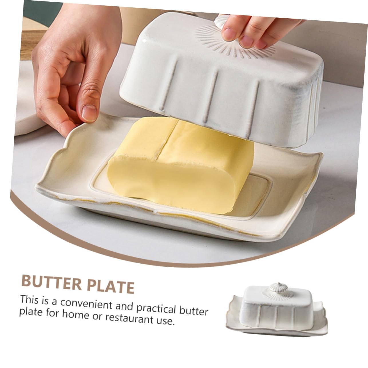 Beurrier en Céramique Blanc Couvercle, 1 Set Cuisine