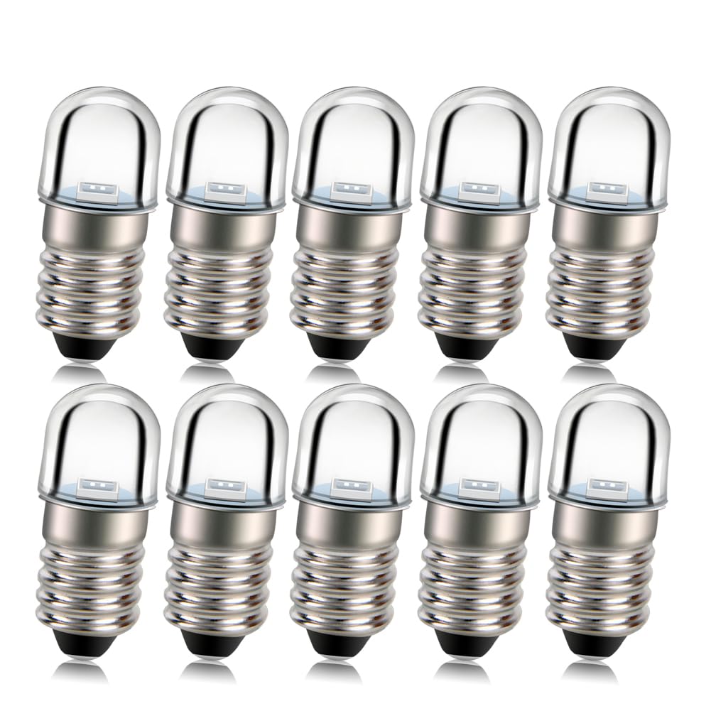 Ruiandsion E10 LED Bulb 24V Super Bright Blue 2835 1SMD Chips LED Bulb Replacement for Home Car Cabinet Hotel Lighting Pack of 10 — image 1