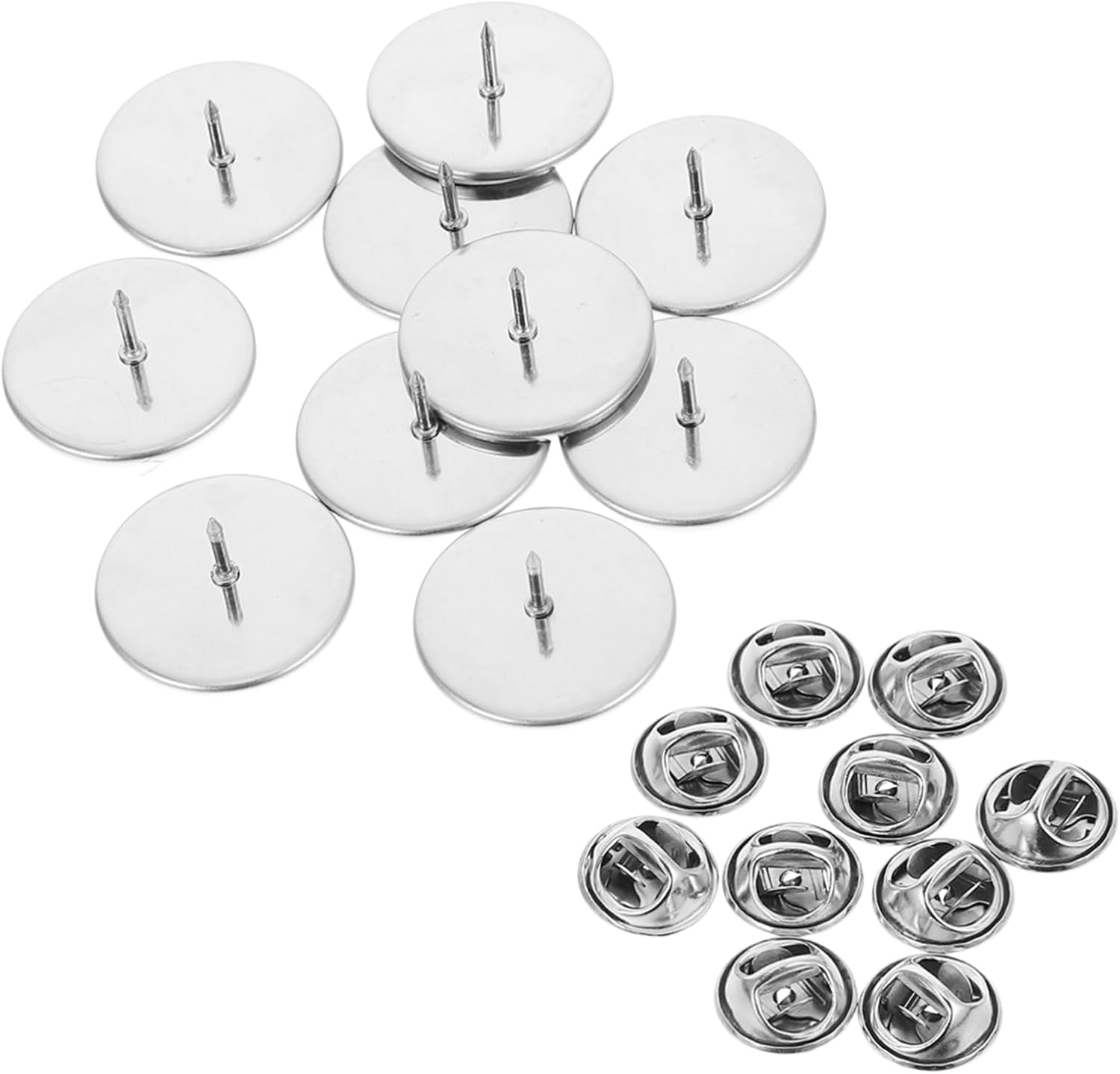 SHINEOFI 50pcs Stainless Steel Pin Backs for Brooches Multi-Function Craft Making Accessories and Secure Clutch Backs for Jewelry and Name Tags