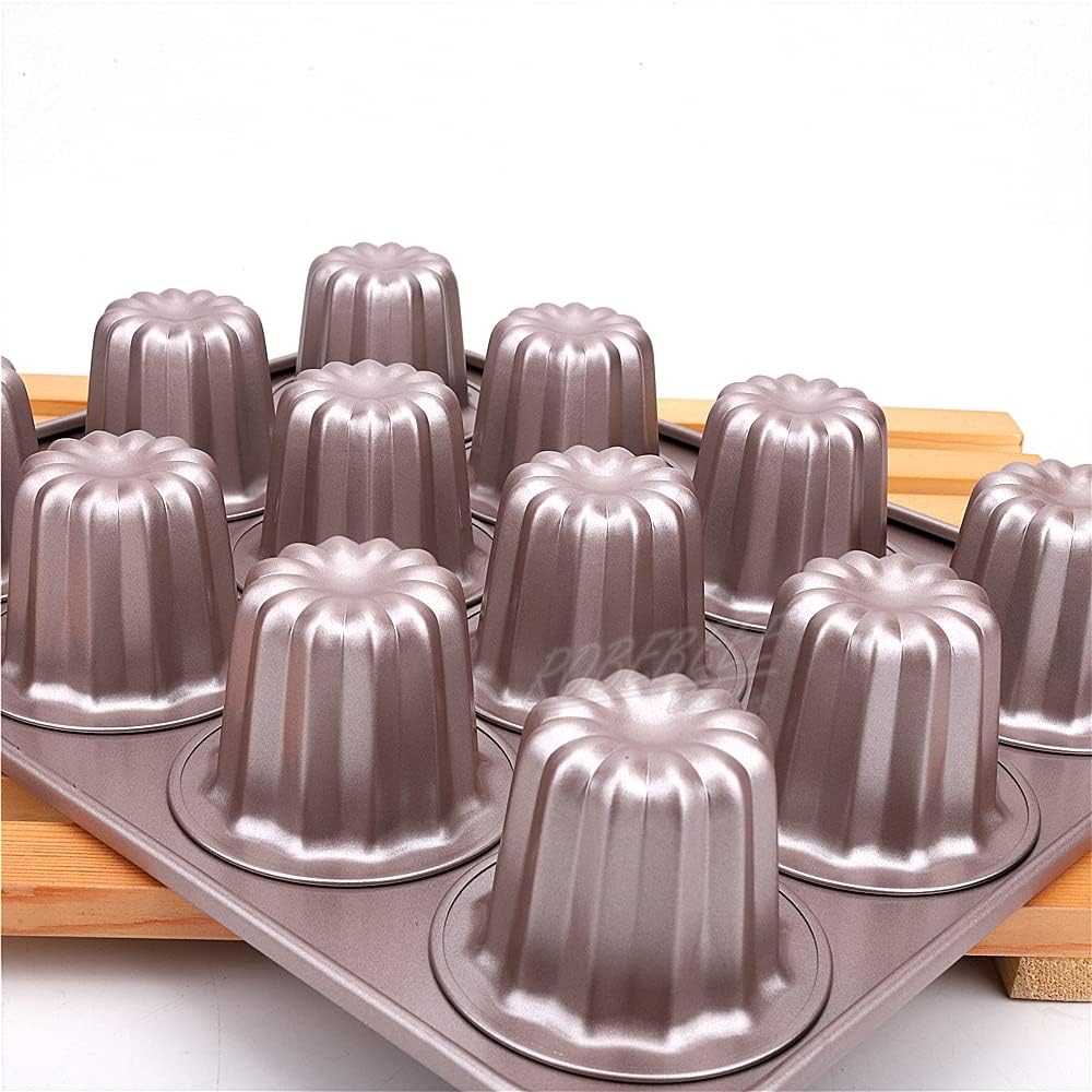 Different Style 1 6 12-Cup Cannele Nonstick Carbon Steel Cake Mould Cheese Jelly Pudding Moldes Tart Cupcake DIY Kitchen Tools (1pc 12-cup Cannele Mold)