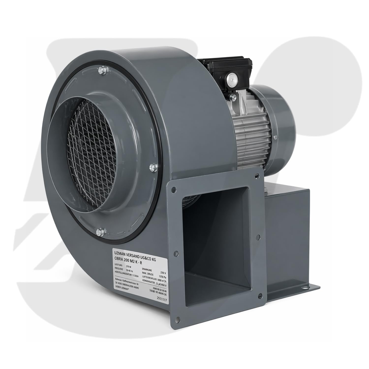 OBR200 230V Industriale Aspiratori Ventilazione Centrifugo. Ventilatore Radiale Axiale Ventola Estrattore Tubulare
