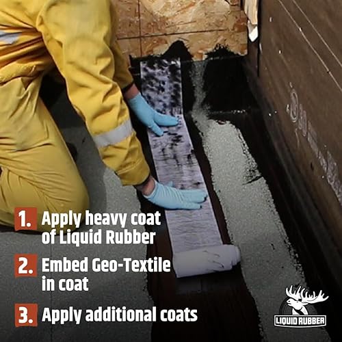 Miniatura 5 de Liquid Rubber Geo-Textile - Uso en costuras y juntas para fijar fugas, reparar y restaurar, rollo fácil de usar de 4 pulgadas x 160 pies