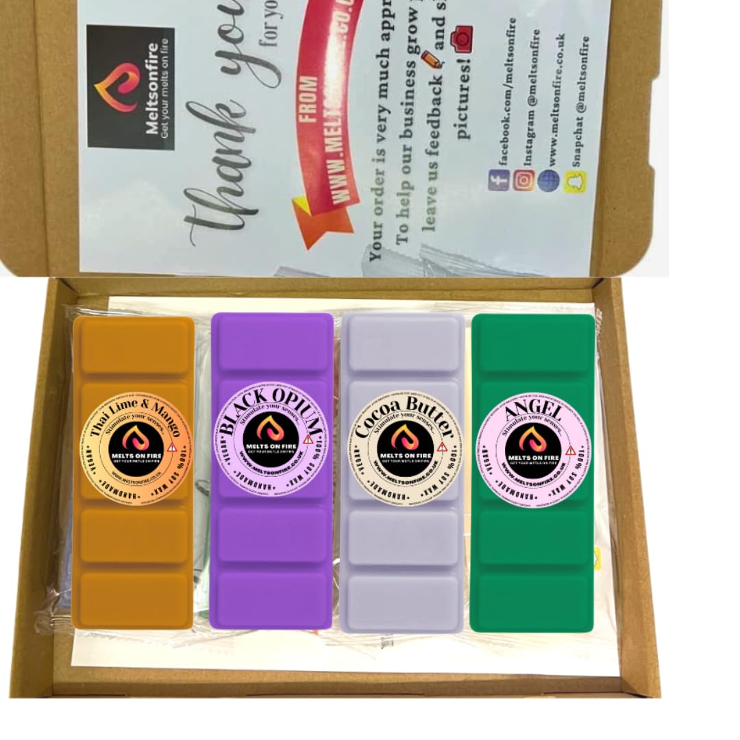 Wax Melts 4 Bars 50g | Build Your Own Box (Choose 4 Scents) Wax Melts Handmade Highly Scented Soy Snap Bars Designer Fragrance Vegan & Cruelty Free