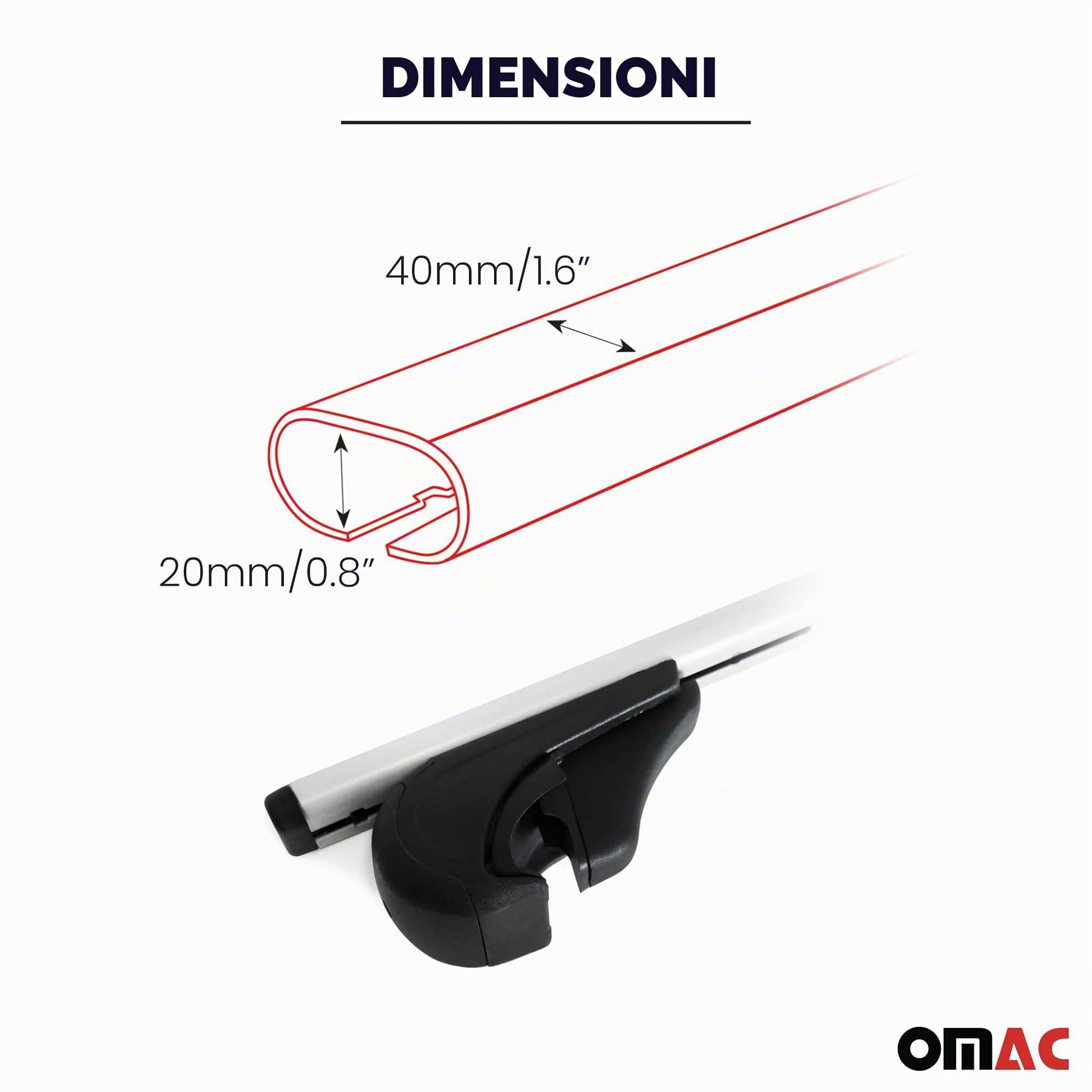 OMAC Barre Portatutto Trasversali per FIAT Panda II 2003-2012 – TÜV/DIN 75302