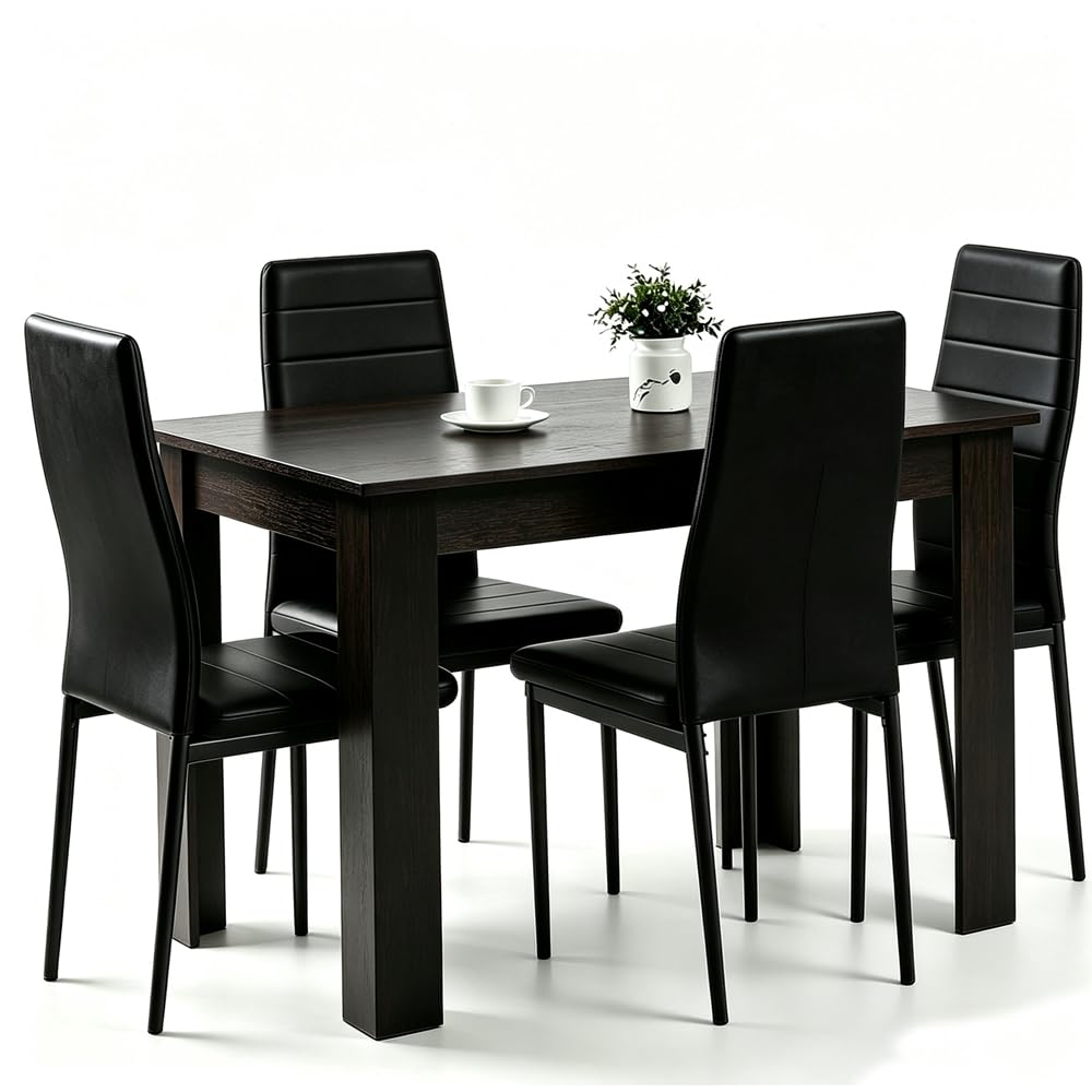 Rainbow Tree 5 Piece Dining Table and Chairs Set 4 for Dining Room, Modern Wooden Dinner Table with 4 Chairs for Family Dinner Set