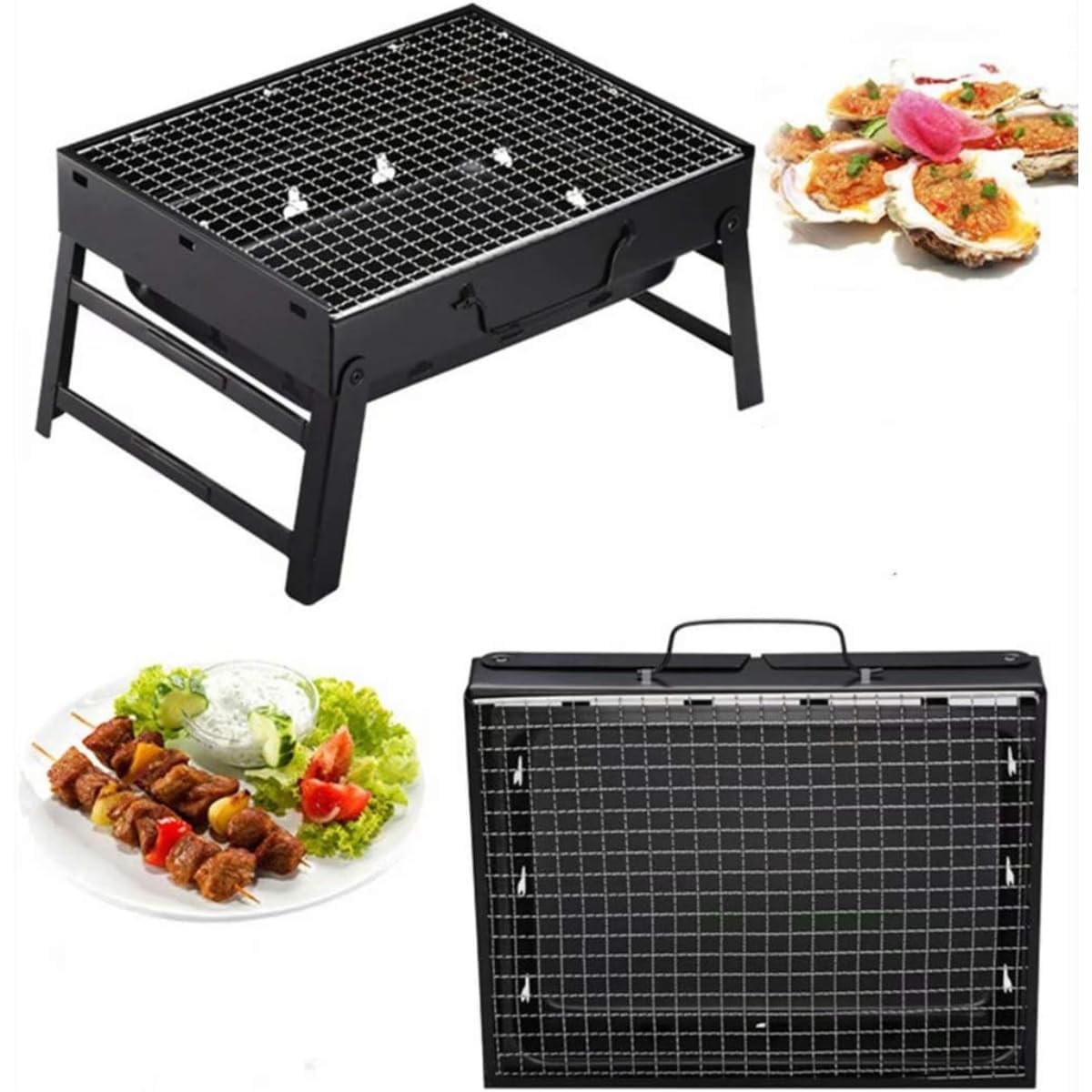 Portable and Foldable Barbeque Grill Set for Home, Picnic, Outdoor Camping, Travelling, Charcoal BBQ Grill Set with Free Standing