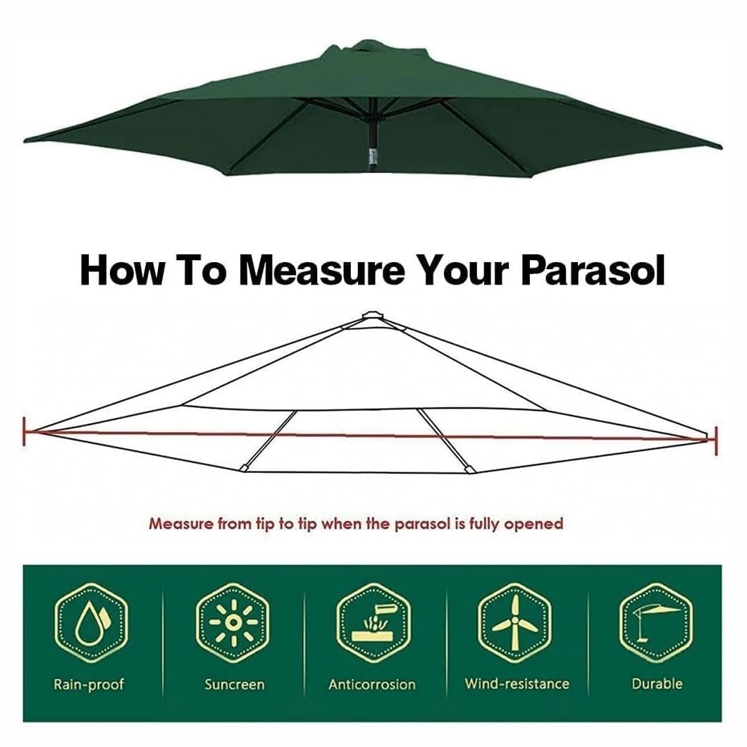 Toile de Rechange pour Parasol 8 Baleines,2m 2.3m 2.5m 2.7m 2.8m 3m 3.3m 3.5m 4m Auvent De Remplacement Pour Parasol De Terrasse Housse de Rechange pour parasols Déporté(Beige,2.5 m/8 ribs)
