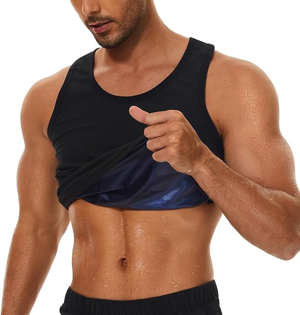 SEXYWG Sweat Vest for Men Sauna Suit T-Shirt Weight Loss Shirt Workout Tank Tops Gym Sport Fitness Body Shaper Waist Trainer