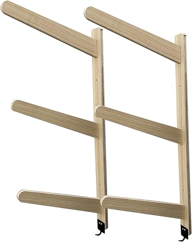 Miniatura 2 de Stranthother Soporte de pared para tabla de surf, 3 tablas de surf, soporte de madera maciza para tablas de surf, soportes de tabla de surf para