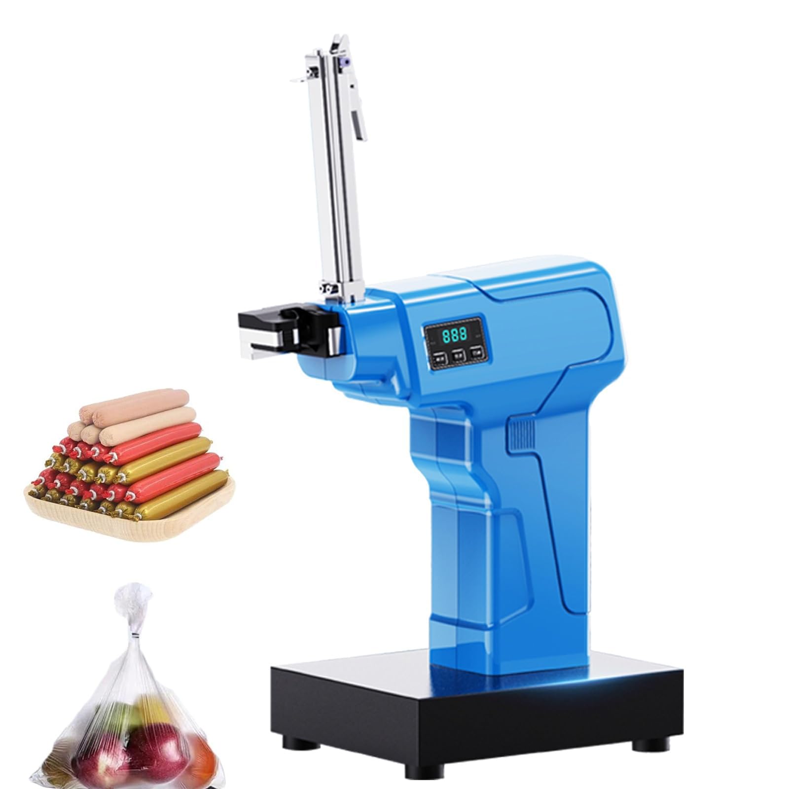 AYCDL Automatic Bag Tying and Sealing Machine with Anti-Jamming Design for Supermarkets and Deli Shops,Blue