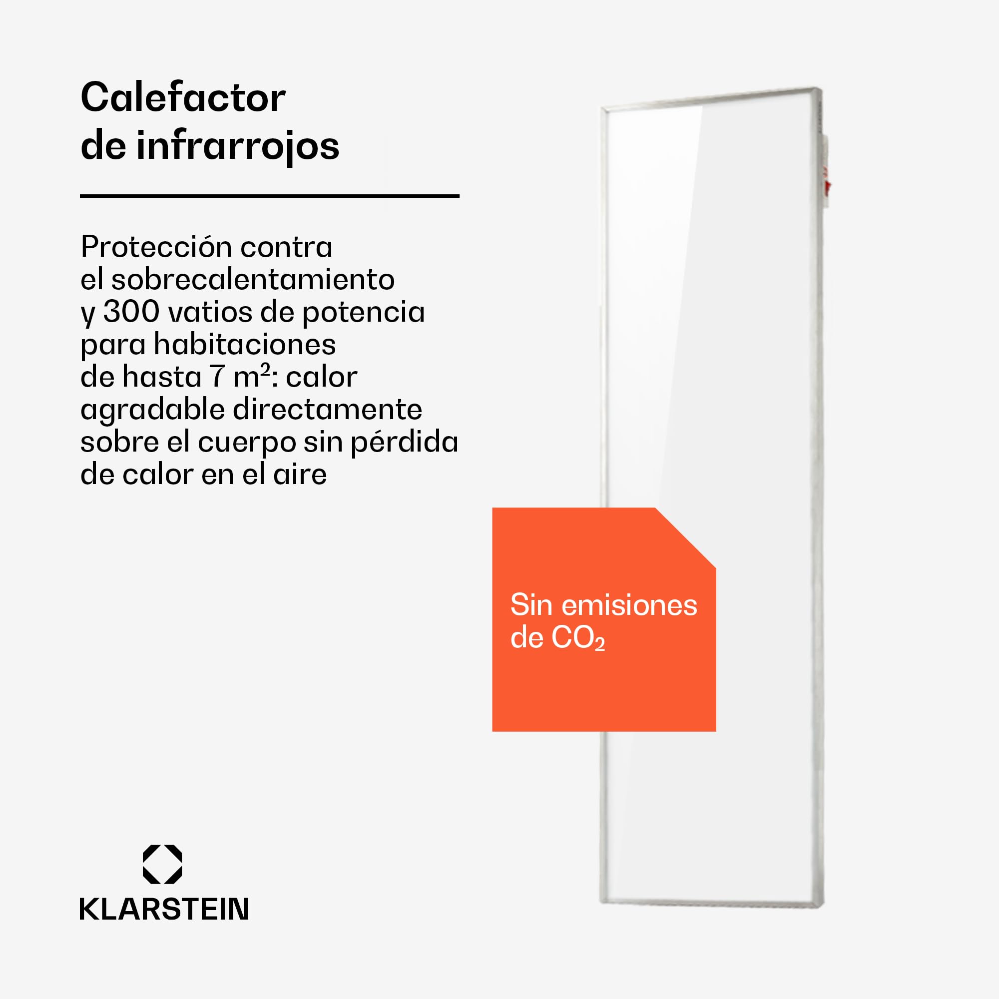 Klarstein Radiador Infrarrojos Pared Potencia, 300W, Placa Calor Bajo Consumo App Wifi, Panel Radiante Bajo Consumo, Infrarrojos Calefaccion, Calefactores Infrarojos Panel Radiante Pared