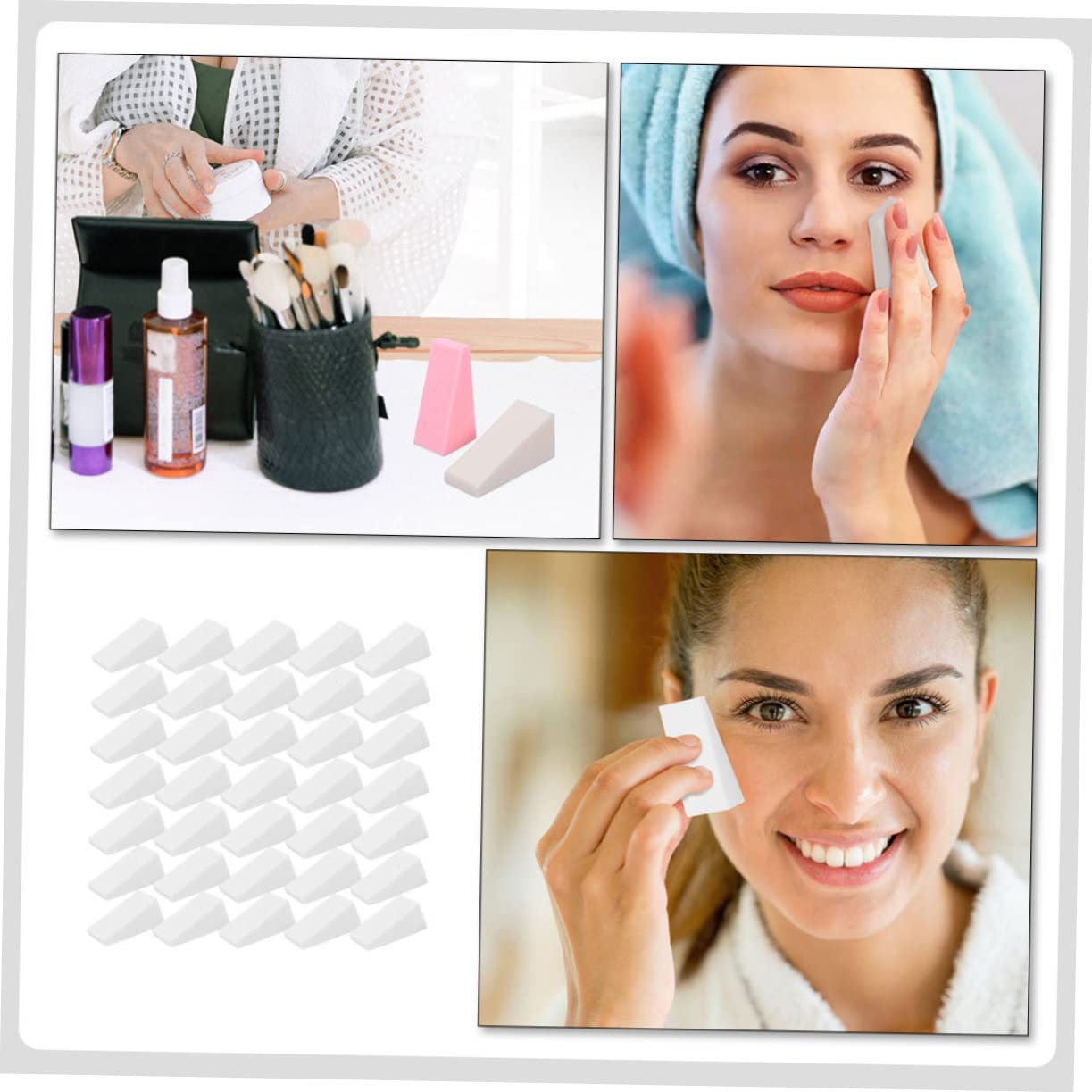 minkissy 150piezas Esponjas De Maquillaje Triangulares Herramienta De Maquillaje y Duradera Para Uso Húmedo y Seco Para Base Líquida y Polvos Compactos