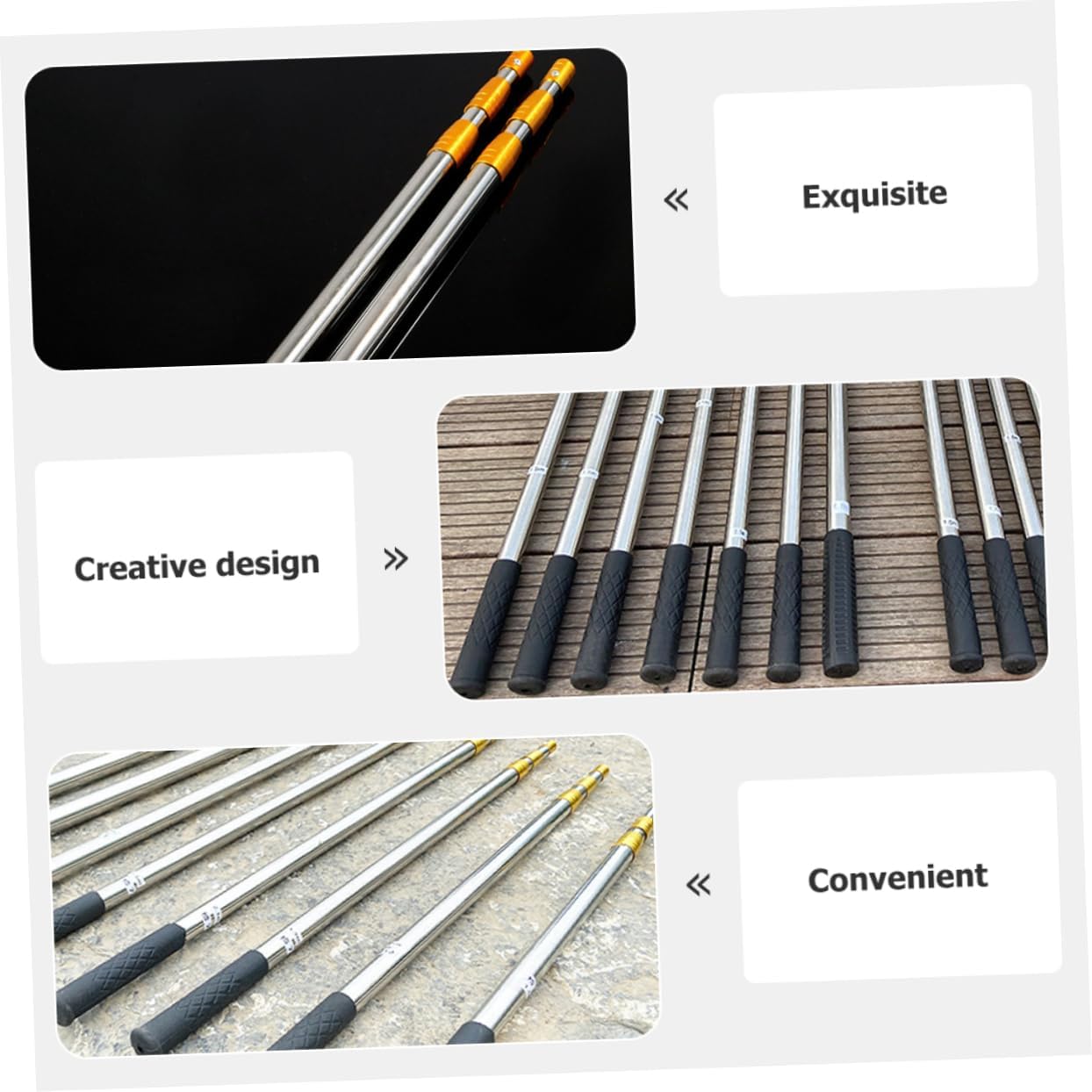 Stainless Steel Telescopic Fishing Pole Long Handle Fish Net Portable Fixator Professional Mesh Basket Handle