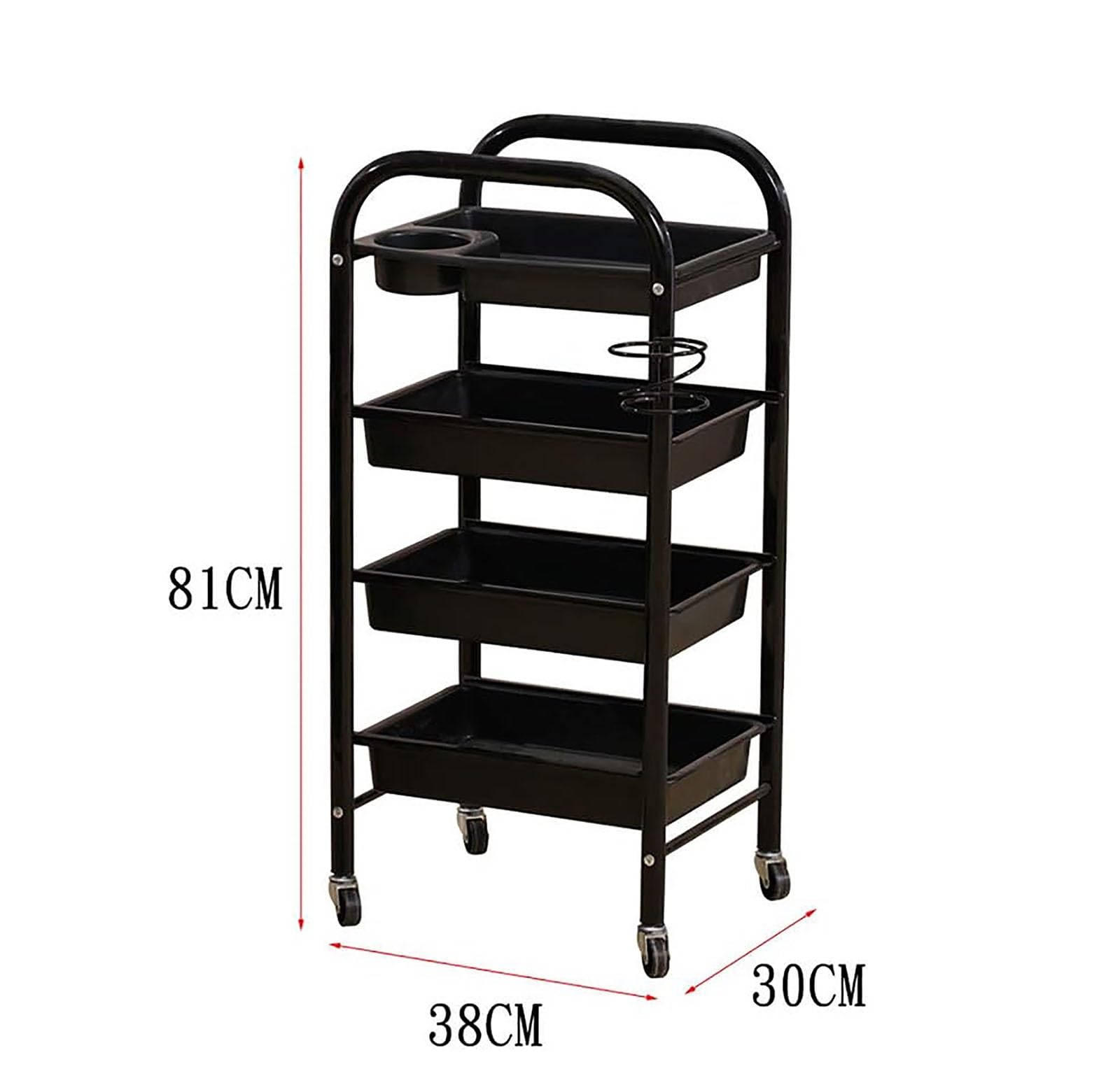 Salon Rollwagen, 4-Tier Plastic Rolling Storage Cart Utility Cart, Hair Salon Tool cart Barber Shop Ironing Trolley Used in Beauty Salons Barber Shops Living Room Bathroom
