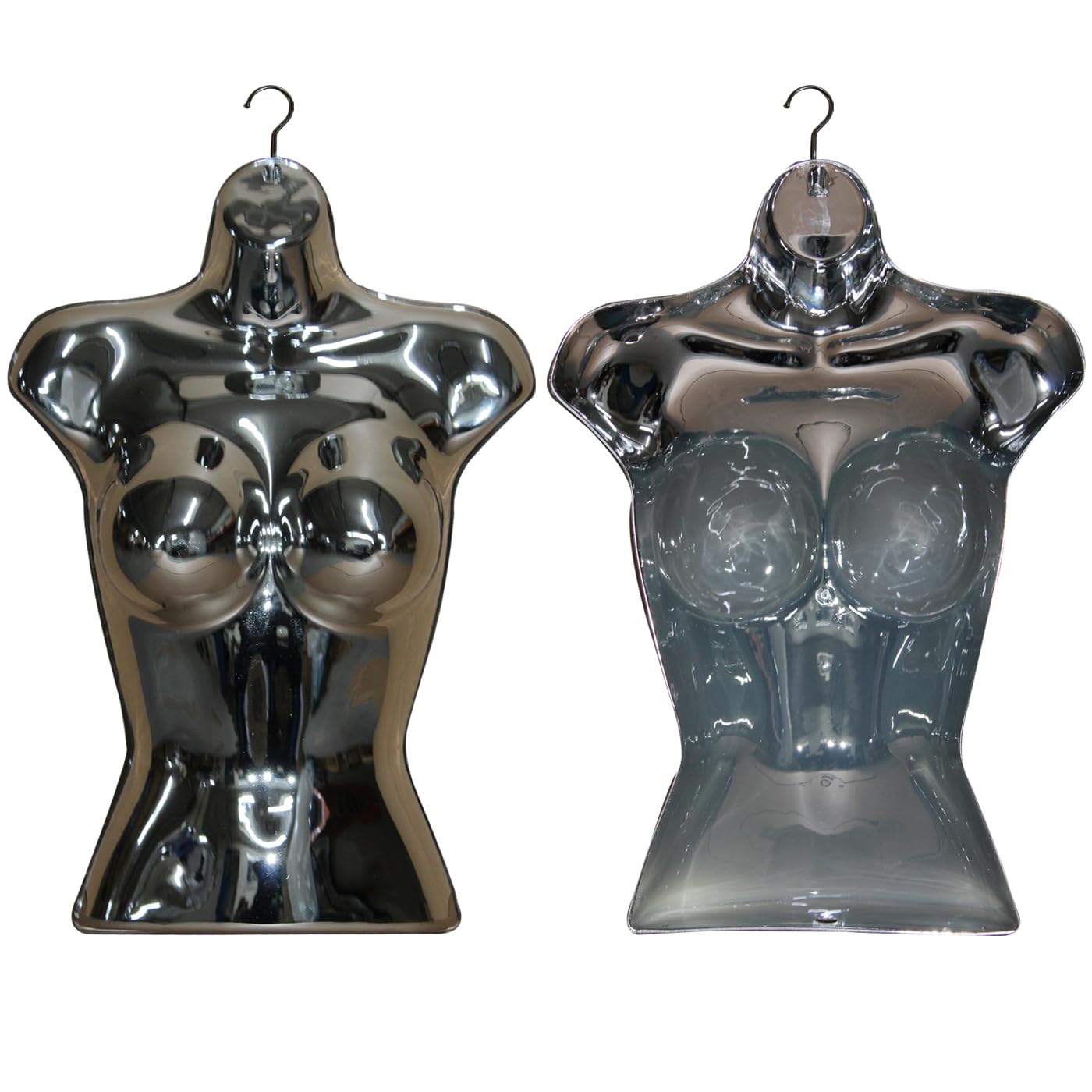 Display Guru Female Hanging Mannequin Half Body Form 3 Quarter Shop Bust Display (Chrome)