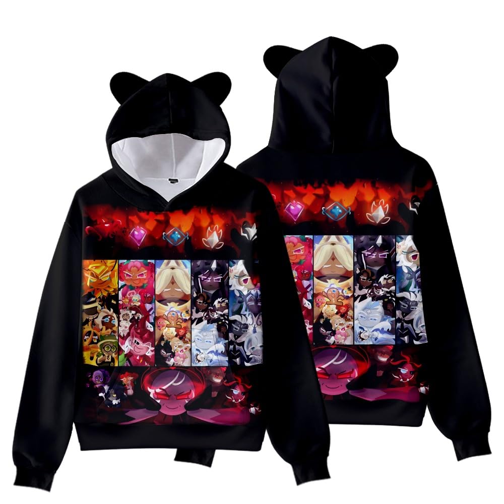 Hzsyc Boys 05 Kids Shadow Milk Cookie Cat's Ear Shaped Hoodie Shadow Milk Cookie 3D Figure Printed Sweatshirt (,9-10Years)