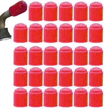 Tire Valve Cap Stem Cover Dust Cover Valve Stem Cap with Rubber Seal Plastic for Car Suv Motorcycle Truck Motorcycle Universal Set of 30 Red