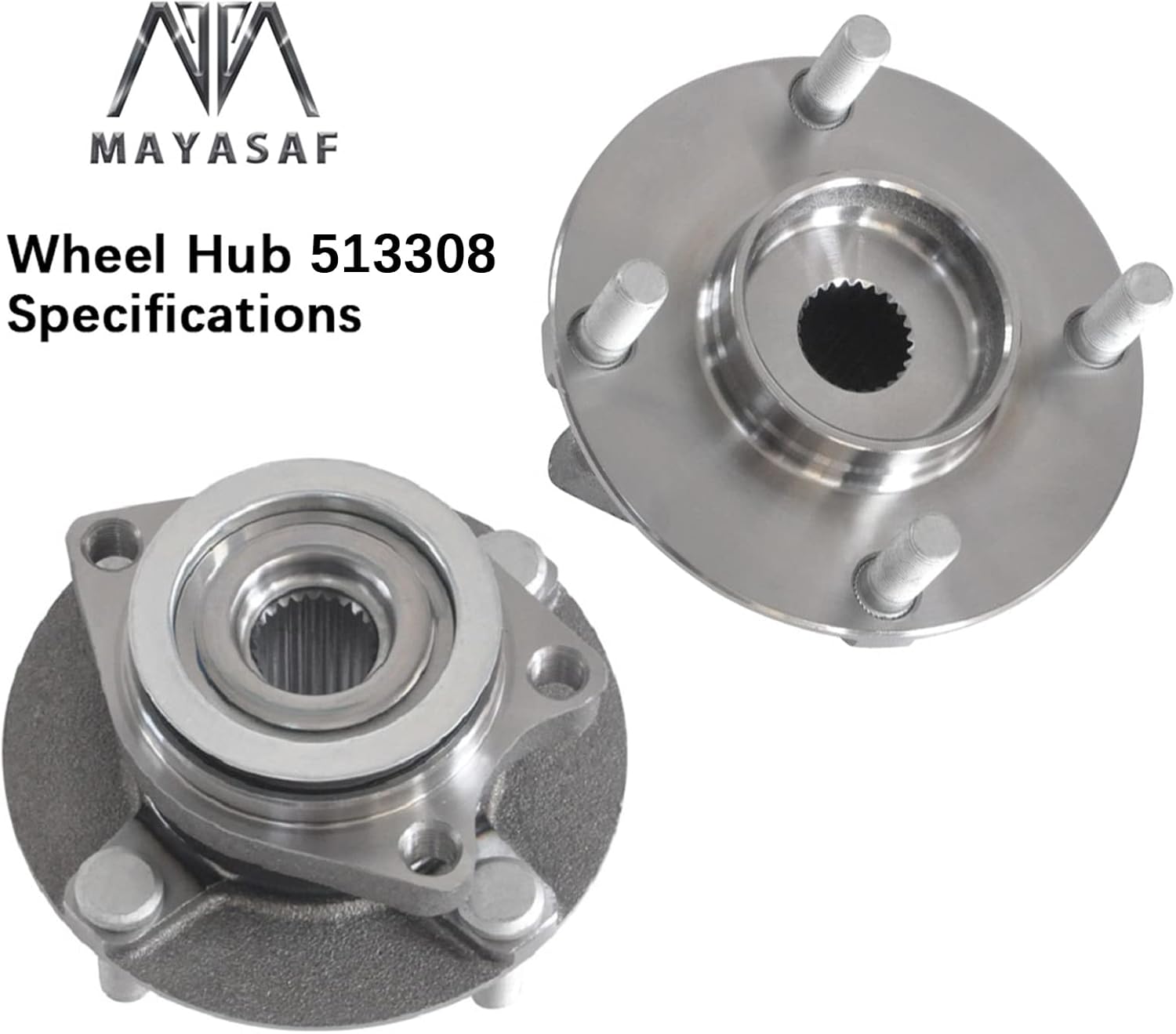 MAYASAF 513308 [1 Pack, 4 Lugs] Front Wheel Hub Bearing Assembly Fit 2007-2012 for Nissan Versa, Power Disc Drum Non-ABS Models