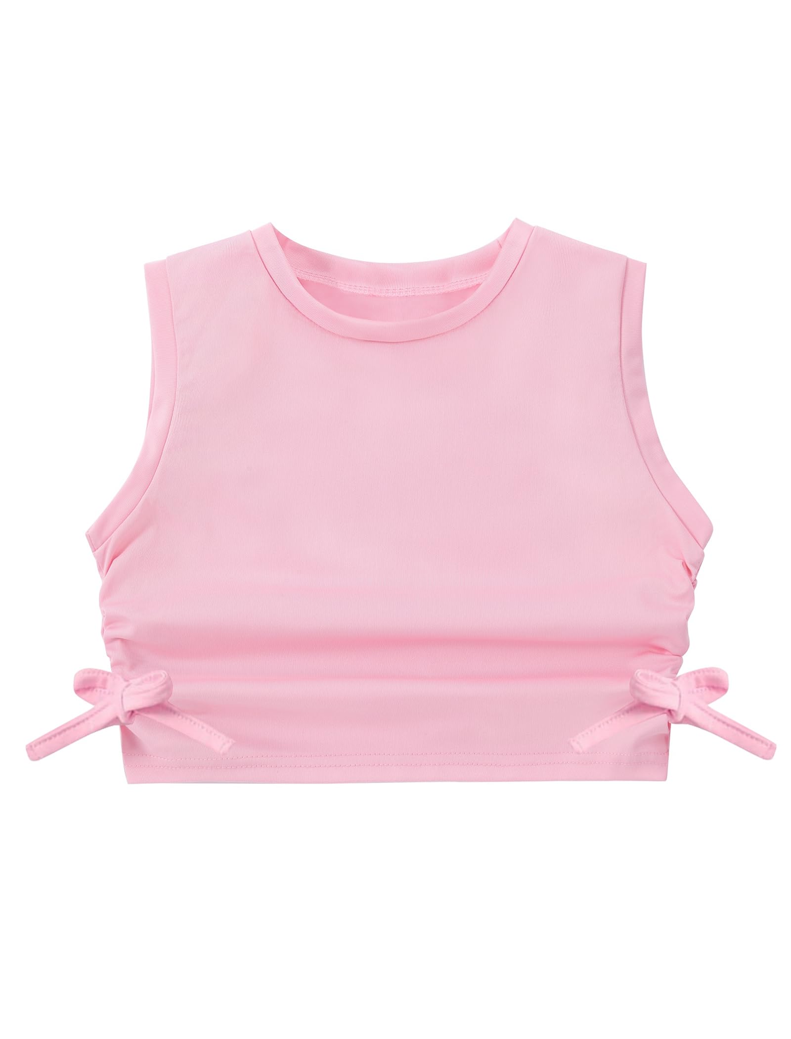 EXARUS Crop-Tanktop für Mädchen, gerippt, ärmellos, Rundhalsausschnitt, Racerback, lässig, niedlich, bauchfreies Top, 6–12 Jahre