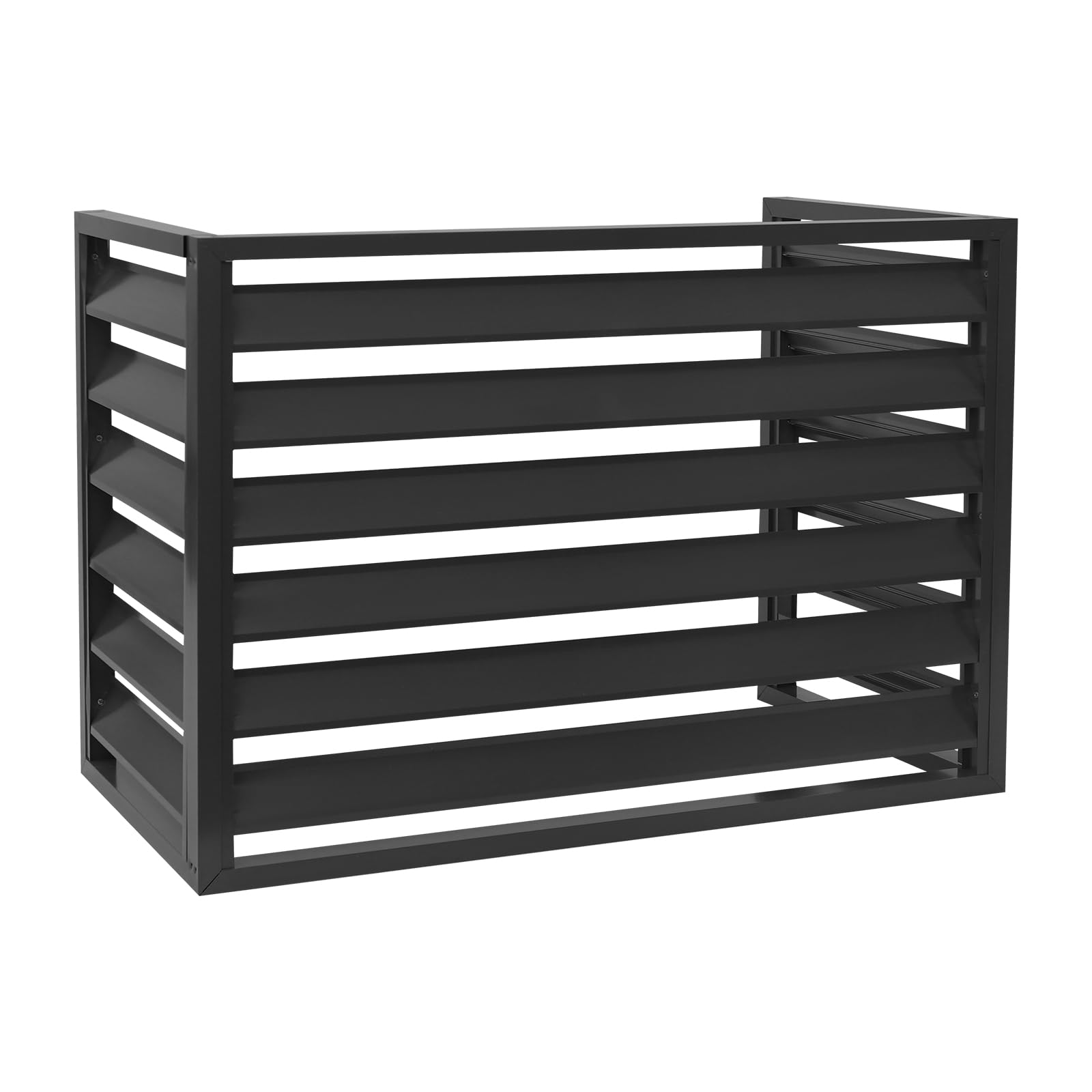 Osłona klimatyzacji ze stopu aluminium, kratka ochronna do klimatyzatorów i pomp ciepła, montaż na ścianie, ochrona dużej jednostki zewnętrznej, 100 x 50 x 70 cm (czarna)