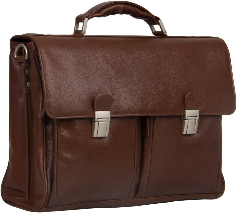 HIDEONLINEItalian Leather Laptop Briefcase (Brown)