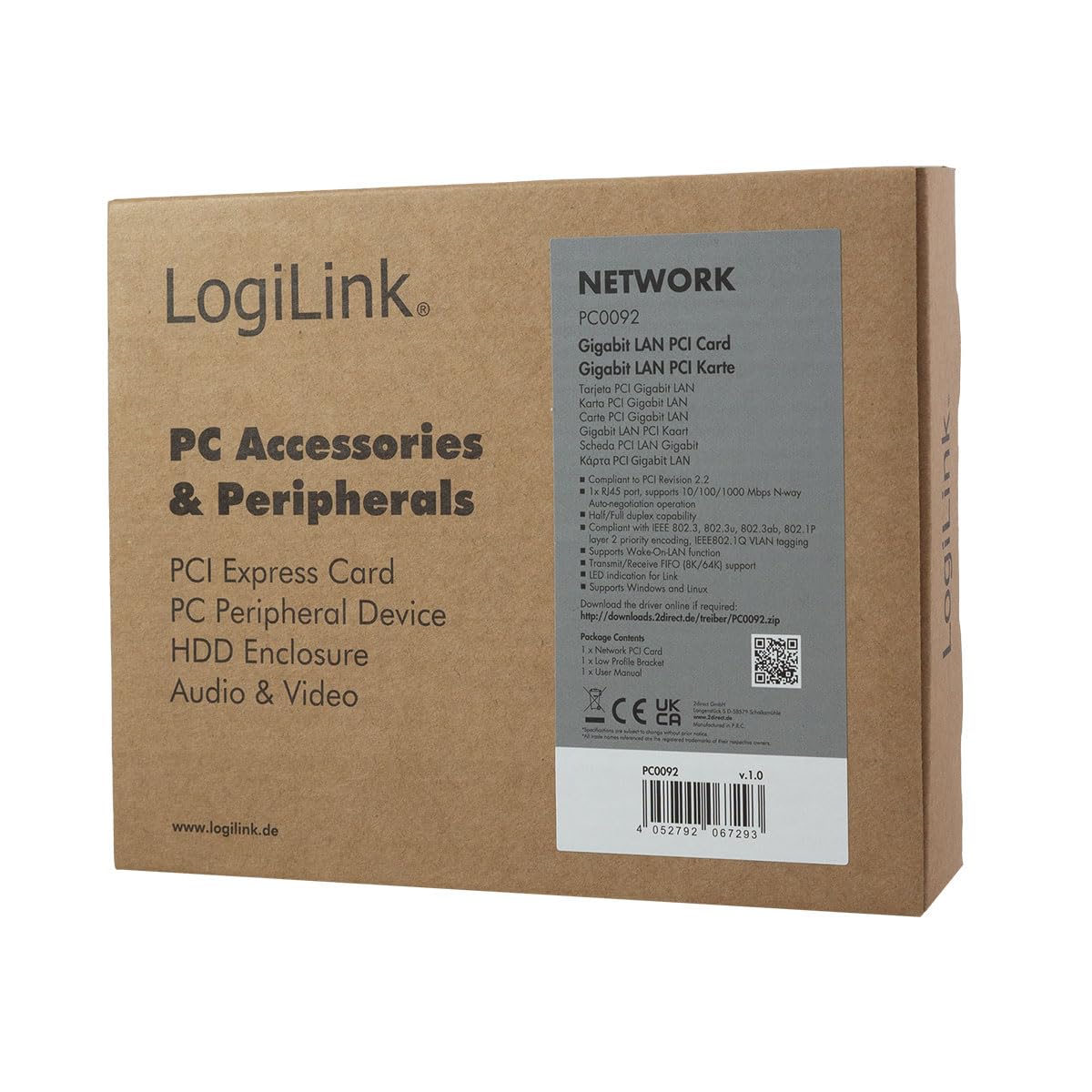 LogiLink Scheda PCI Gigabit LAN con funzione WOL (Wake On LAN), 1 porta