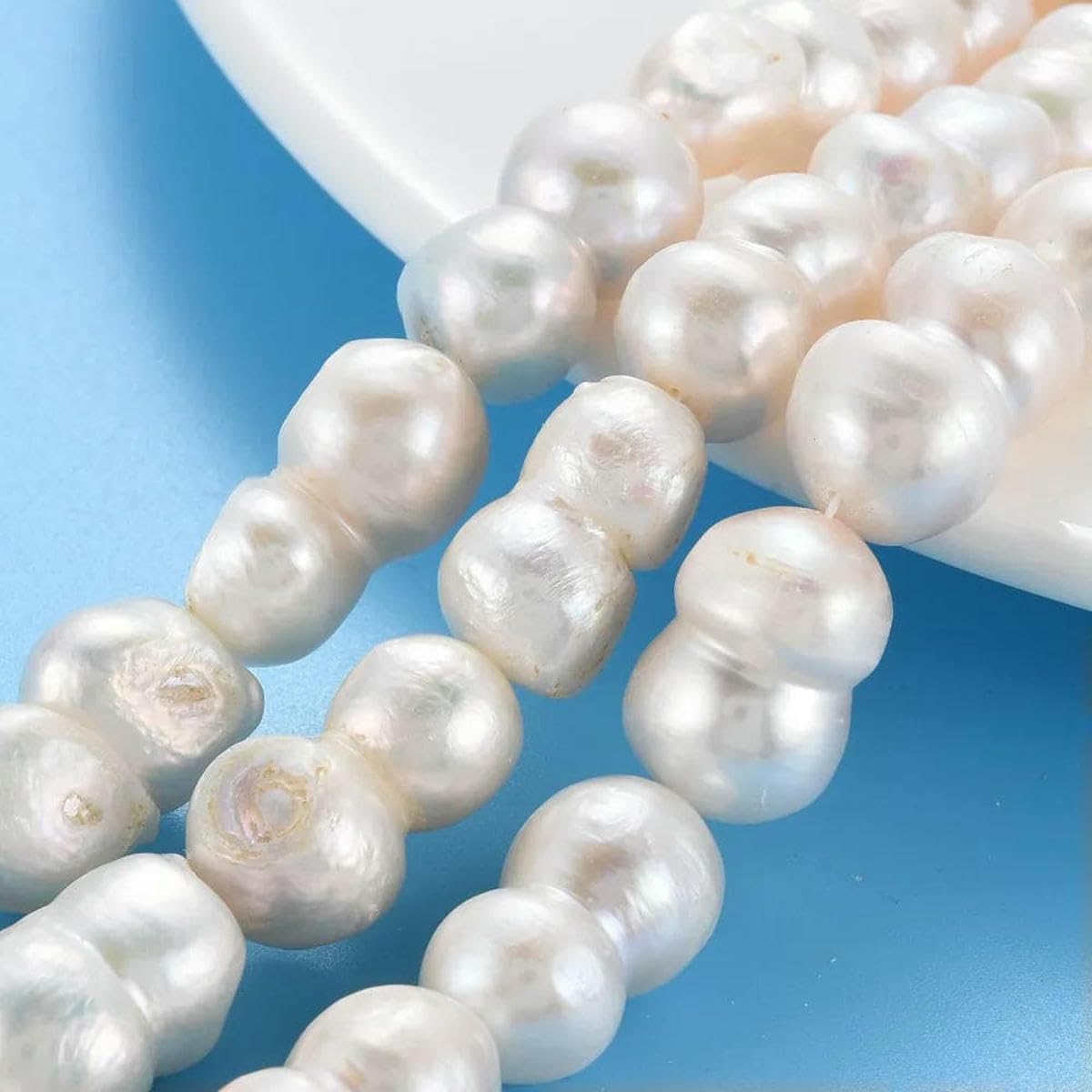 Perles nucléées blanches antiques, 1 brin, pour la fabrication de bijoux, bracelets, colliers, accessoires artisanaux, décoration-D