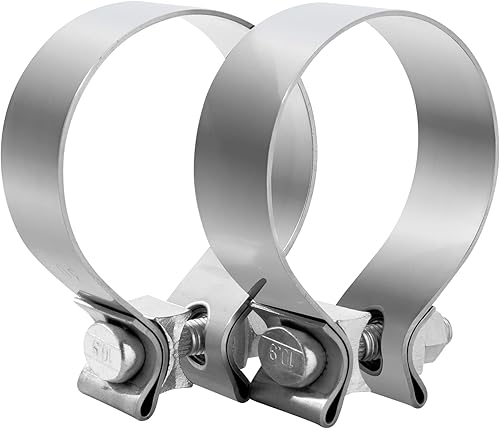 Miniatura 7 de Abrazadera de escape de 3.5 pulgadas, abrazadera de banda de silenciador de escape estrecha de 3 12 pulgadas, acero inoxidable (2 unidades)