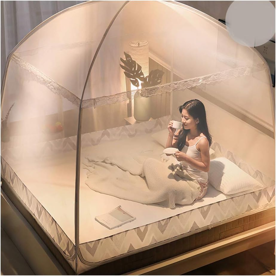 Bed Pop Up Mosquito Net,3 Entries Mosquito Bed Net with End Mesh,Quick and Easy Installation Compact and Lightweight (4,1.8 * 2m)
