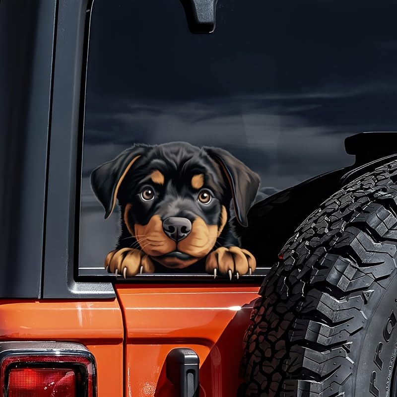Lot de 2 autocollants de voiture en vinyle motif chien Rottweiler - 13 x 10,5 cm - Loyal Guard...