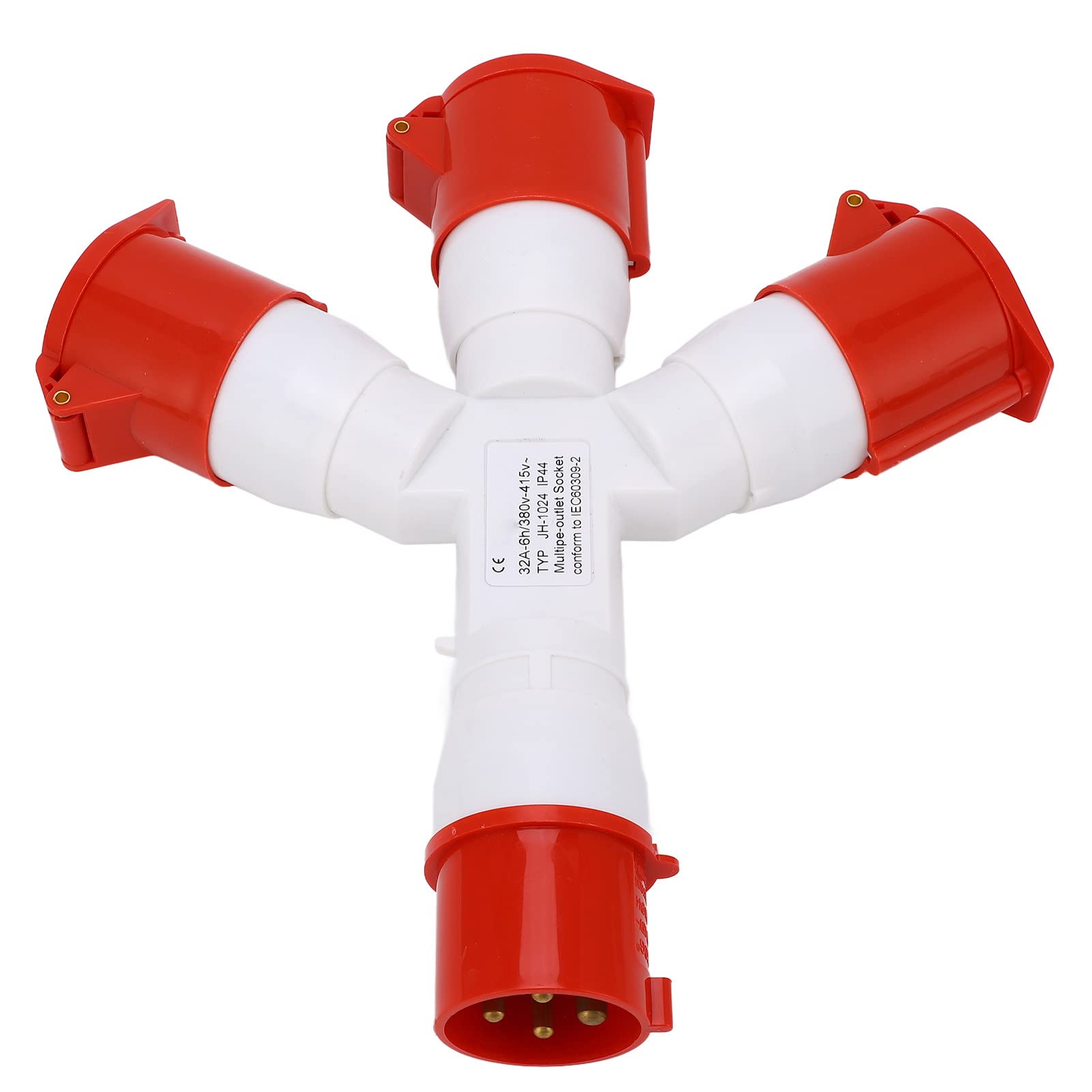 Spina per Sito Industriale 2P N E Spina Industriale 1 Ingresso 3 Uscite Prese Multiple a 4 Pin Alimentazione Connettore Elettrico 32A 380‑415V