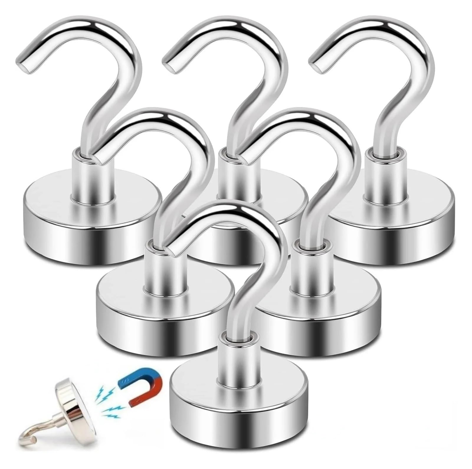 Genérico Ganchos magnéticos resistentes multiusos de 10, 12, 16 y 20 mm, ideales for el hogar, la cocina, barra, baño almacenamiento llaves(20PCS,E16-8kg)