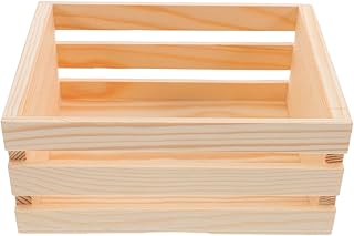 STOBAZA Mini Pine Wood Crate, Artistic Wooden Storage Crate Box, Unfinished, for Kitchen, Office, Bedroom, Closet, Rustic Country Decor, 6.5X4.1X3.5 in