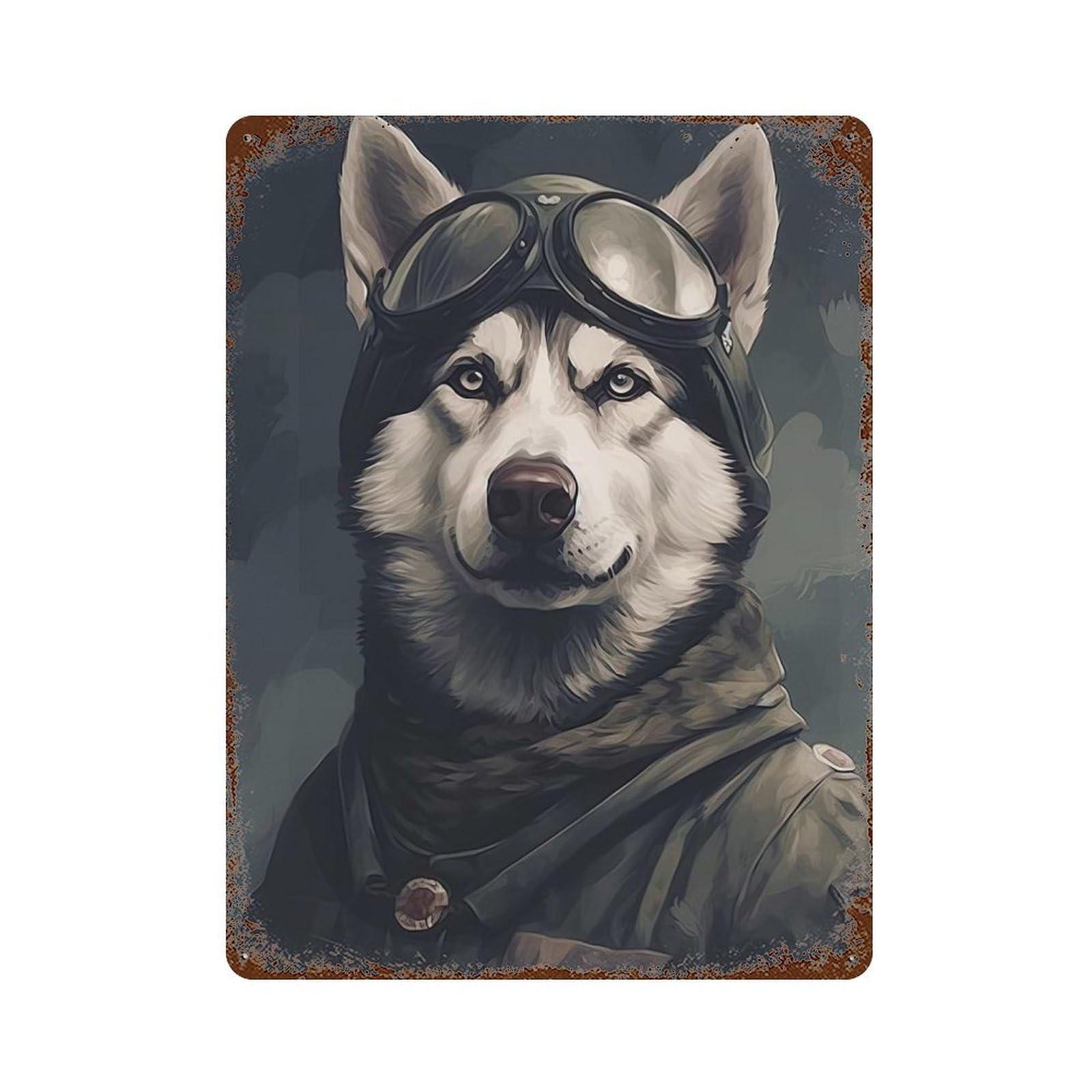 Decorative Tin Sign Husky Soldier 15.7"x11.8", Vintage Wall Decor for Pub, Kitchen And Man Cave Decor
