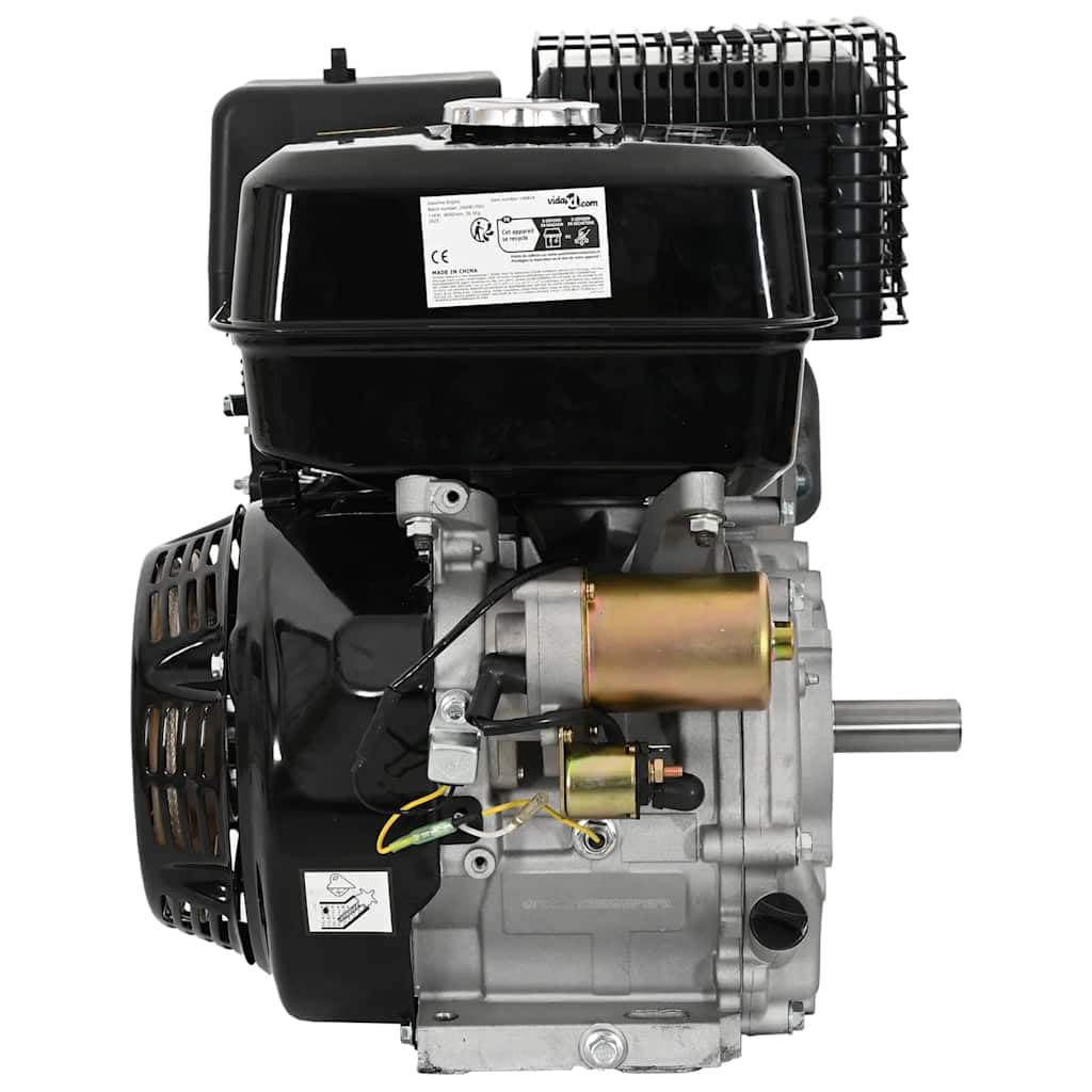 Motor de gasolina 15 CV 11 kW negro, 423 cc cilindrada, depósito de 6,5 L, arranque por cable y arranque eléctrico, refrigerado por aire, para generador de energía, generador, generador de emergencia