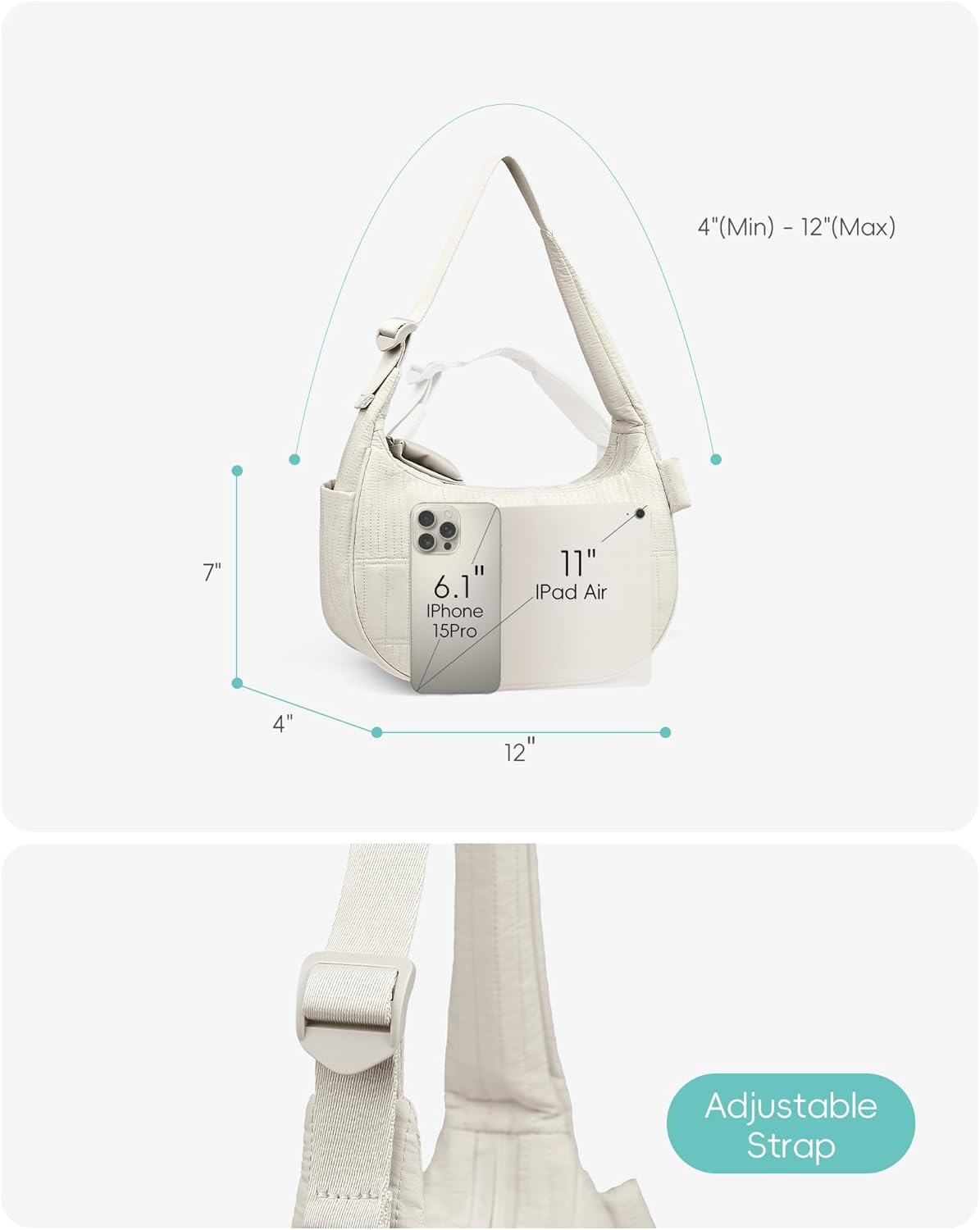 HomemeDiary Crescent Shoulder Bag for Women, Lightweight Puffy Quilted Purses Small Puffer Shoulder Handbags for Travel
