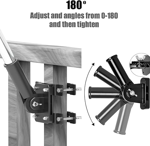 Miniatura 10 de BUJ Soporte para mástil de bandera sin perforar para barandilla, soporte de poste de bandera para porche y riel de cerca, balcón de apartamento,