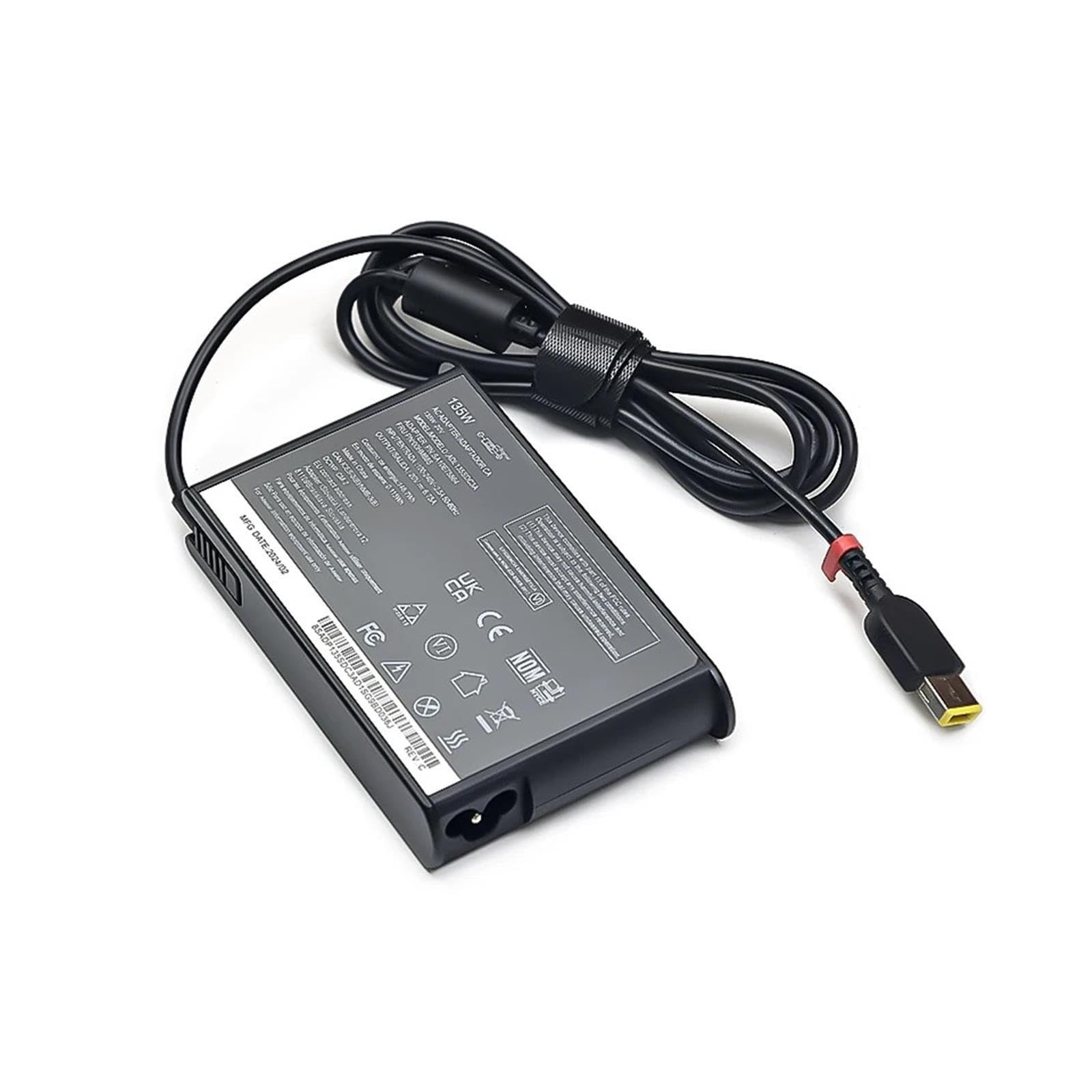 Adaptador De Vuelta 135W 20V 6.75A Cargador USB for Portátil, Compatible con Lenovo,T440p Y50-70 R720 Y700 T540p P51 P52 S5 ADL135NLC3A Fuente De Alimentación(and EU)