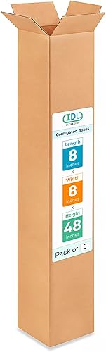 IDL Packaging Paquete de 5 cajas de envío altas de 8 x 8 x 48 pulgadas, extra resistentes de 200 libras frente a caja regular, cajas de mudanza