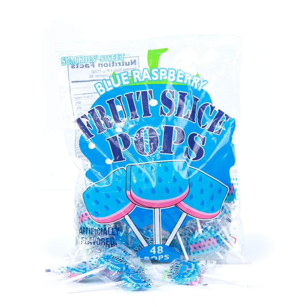Sumthin' Sweet Blue Raspberry Fruit Slices Pops - 48 Count