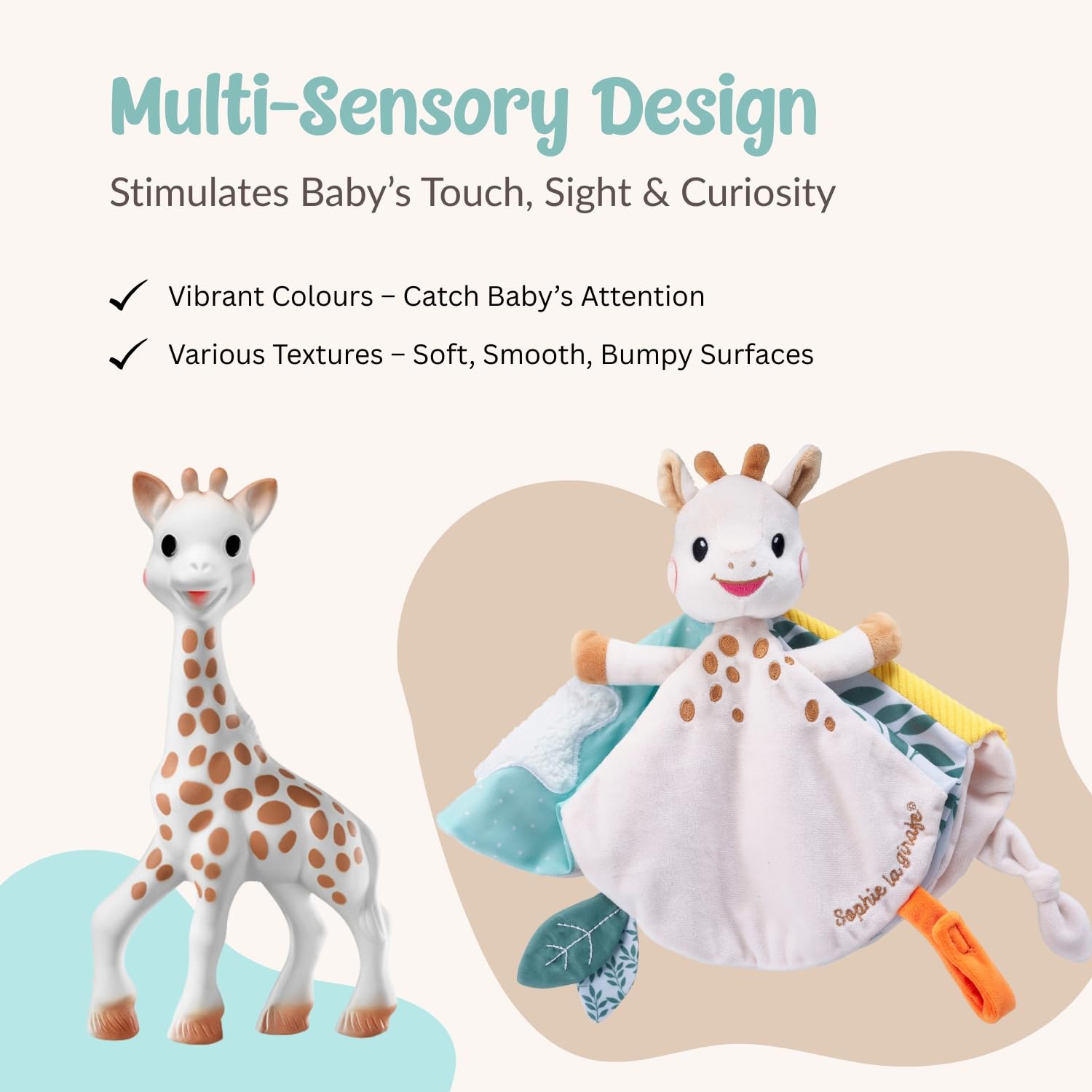 Vulli Sophie La Giraffe And Son Przytulanka - Zabawka dla dzieci 0 miesięcy - Naturalna guma i tekstylia sensoryczne - Przytulanka z zapięciem na smoczek - Pomysł na prezent z okazji narodzin dziecka