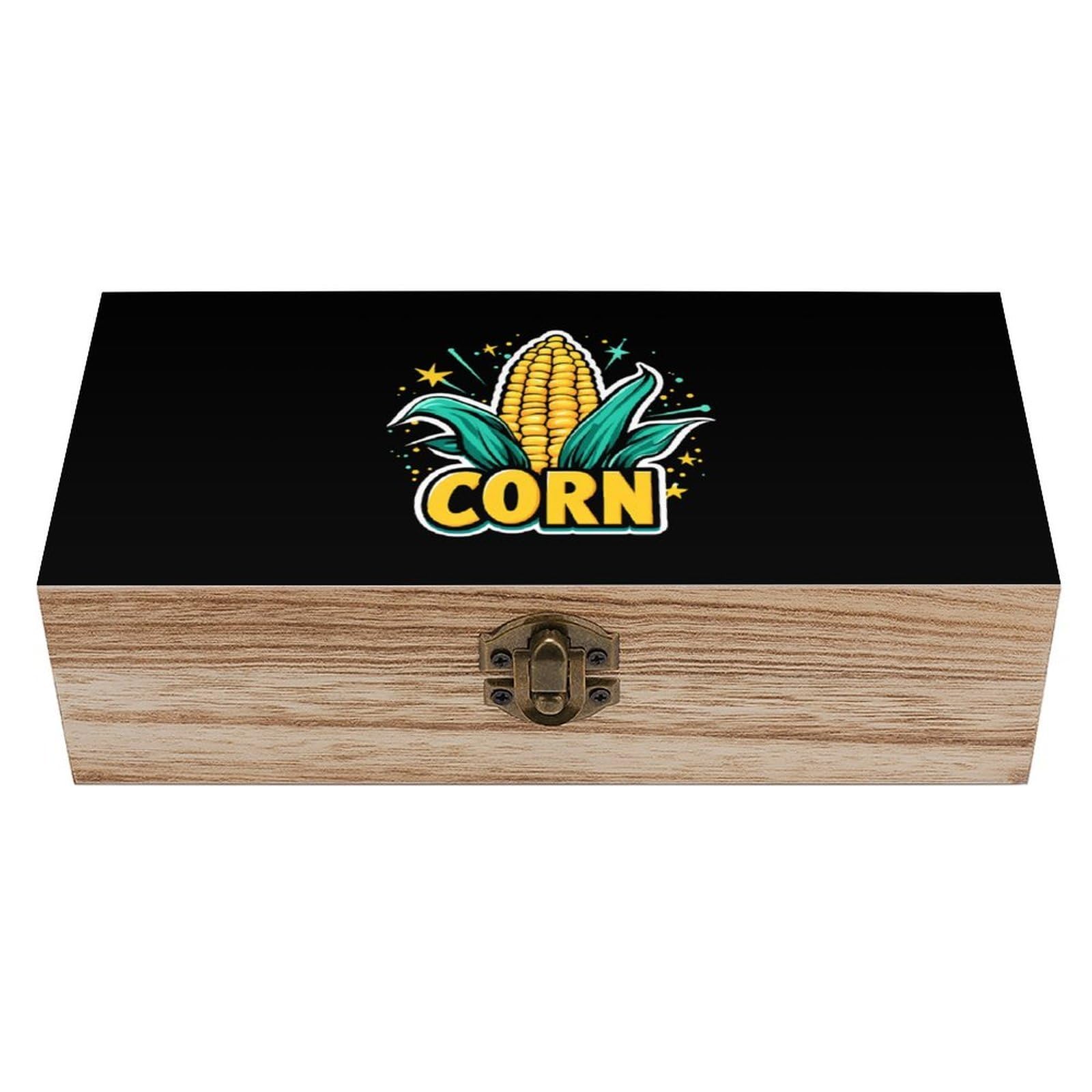 HLBSDM Corn Wooden Storage Box with Front Clasp Vintage Keepsake Boxes for Jewelry Decorative Gift Ideas for Men Women