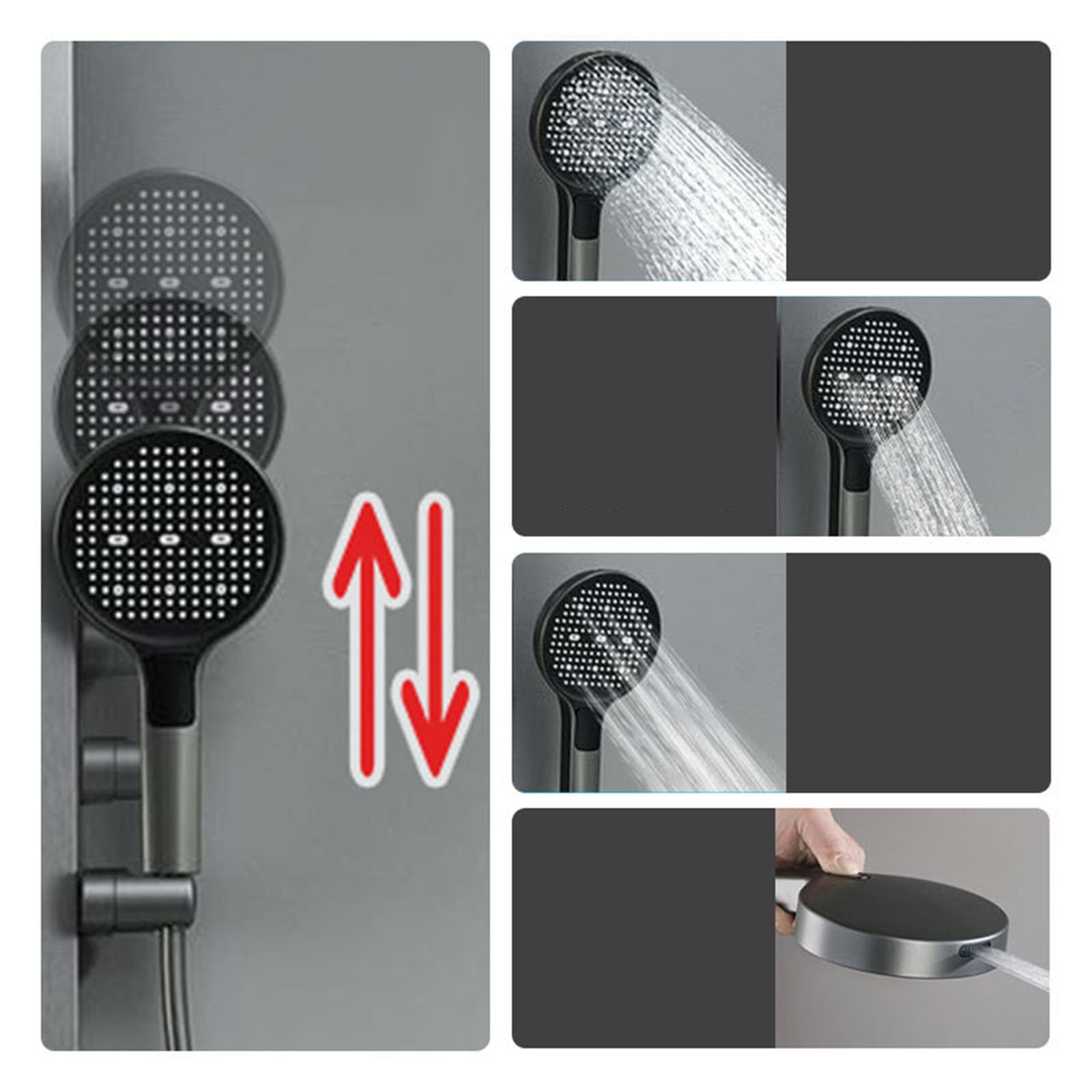 Columna de Ducha Exterior para Pared Gris Pistola Monomando