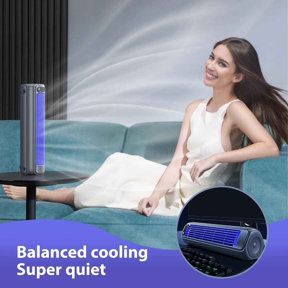 Aire Acondicionado PortáTil Cooling Ace Modelo 2026, Mini Ventilador con 3 Velocidades Y Pantalla TáCtil Led, Enfriador de Aire Recargable Por Usb Para Dormitorio, Cocina(Dark Gray)