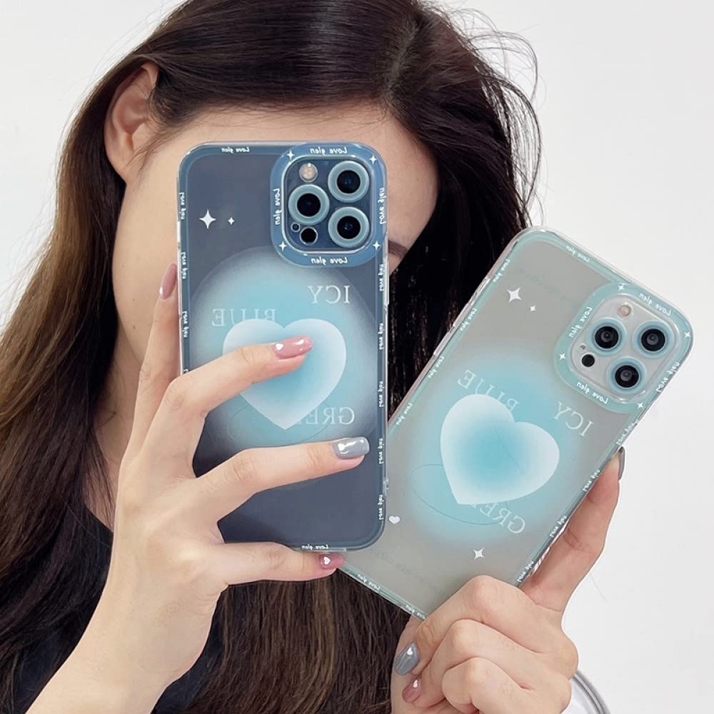 Niebieskie etui na telefon w kształcie serca dla iphone 12 11 Pro Max X XS XR 7 8 Plus odporne na wstrząsy silikonowe etui chroniące przed upadkiem, 1 dla iPhone X XS