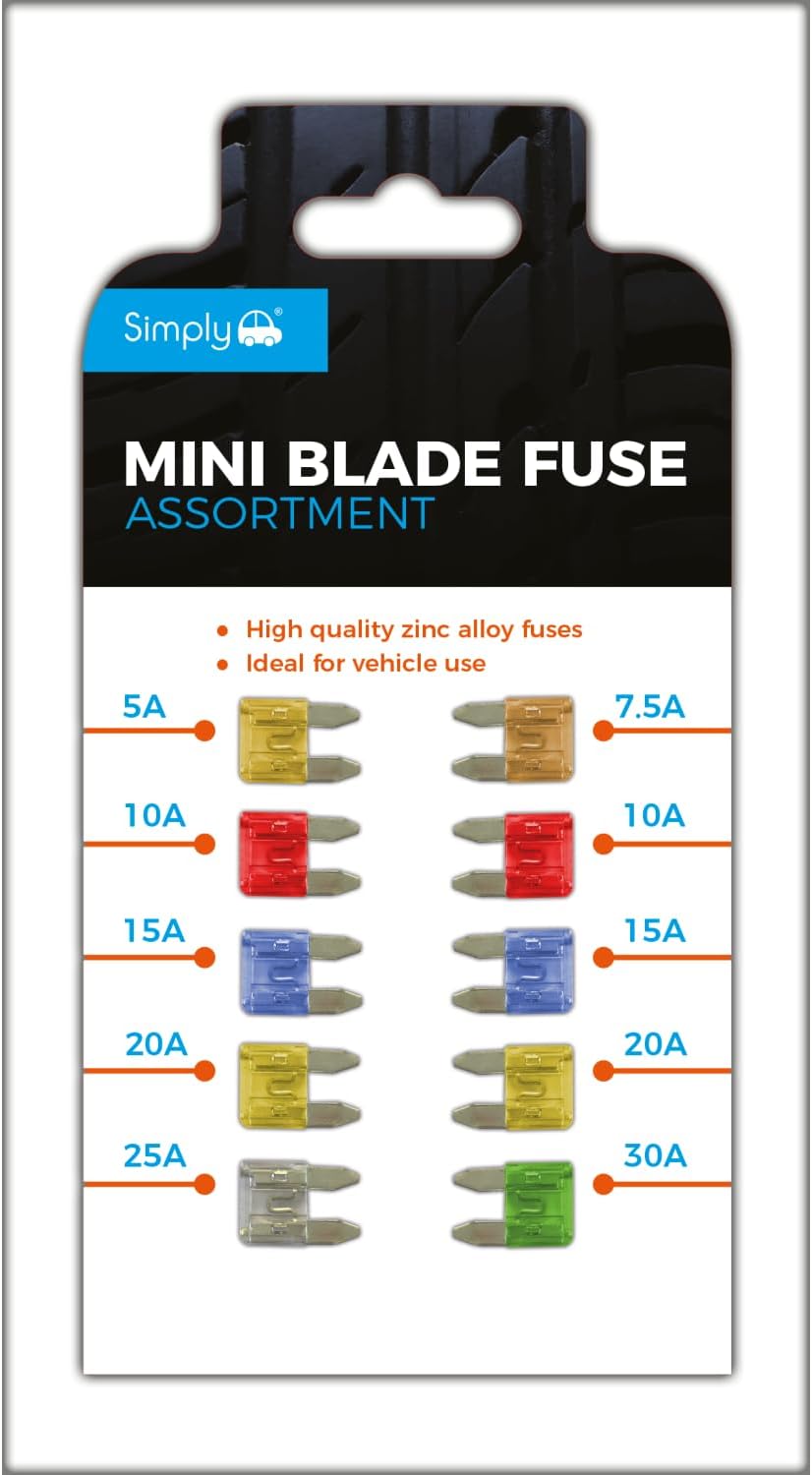 PACK OF 10 MIXED MINI BLADE FUSES - 10A, 15A, 20A, 25A, 30A
