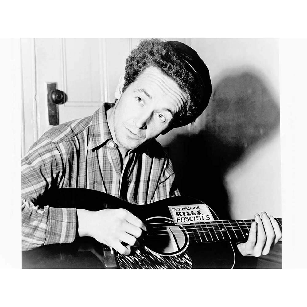 Wee Blue Coo Music Photography Portrait Woodie Guthrie Machine Kill Fascists Art Print Poster Wall Decor 12X16 Inch