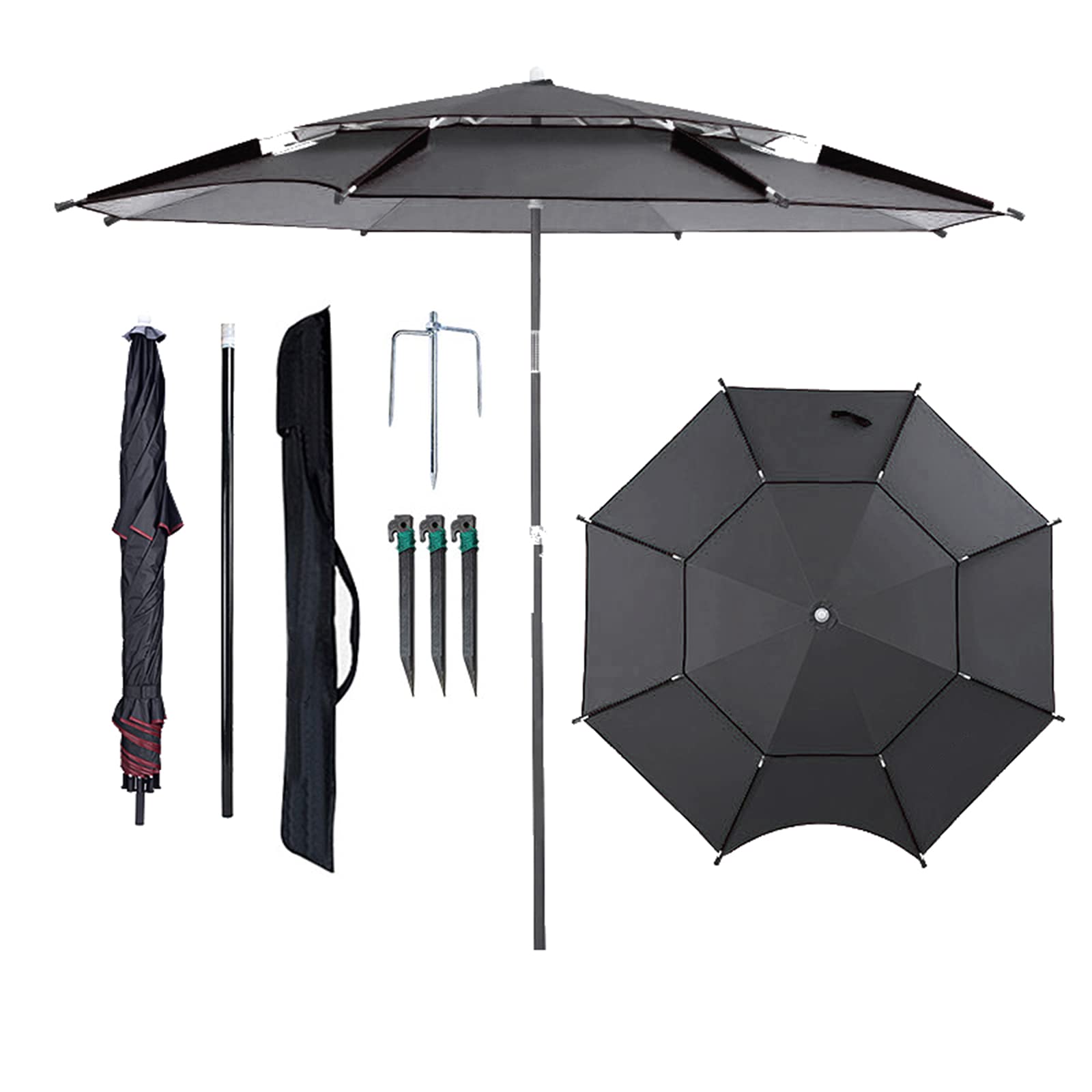 Parasol jardín contra quemaduras solares, paraguas inclinable gris impermeable 8