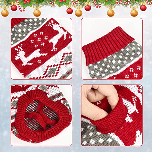 Hundepullover,Haustier Hund Katze Pullover,Hundekostüm Weihnachten Kleine Hunde,Strickpullover Hund Rot,Hundekostüm Weihnachten,Rentier,Winter,Ideal für Welpe,Katze,Hund,Weihnachten(rot und weiß, XL)