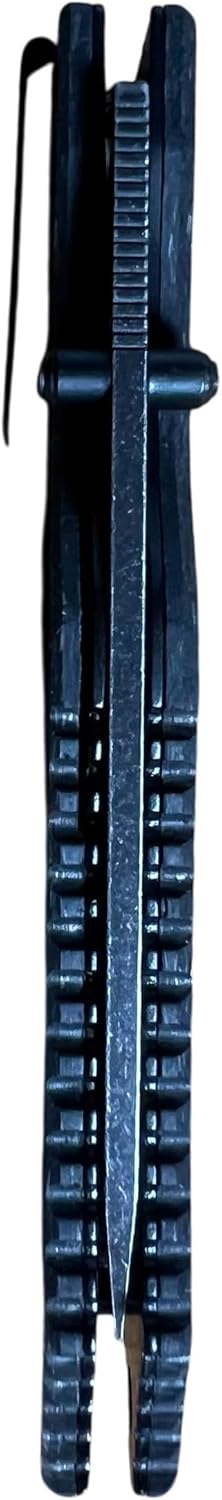 HOFFNER 3.5" EDC Folding Knife with Pocket Clip, VG10 Japanese Stainless Steel Black Acid Washed Tanto Blade - (Carbon Fiber Fractured Smooth Texture Grip) - Camping, Hiking, Outdoor, Survival